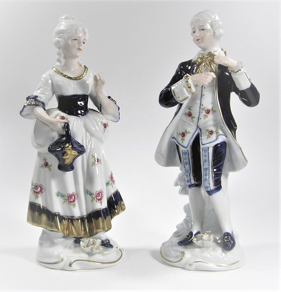 Vintage KPM Pair of 18th Century Porcelain Man & Woman Figurines #3185 