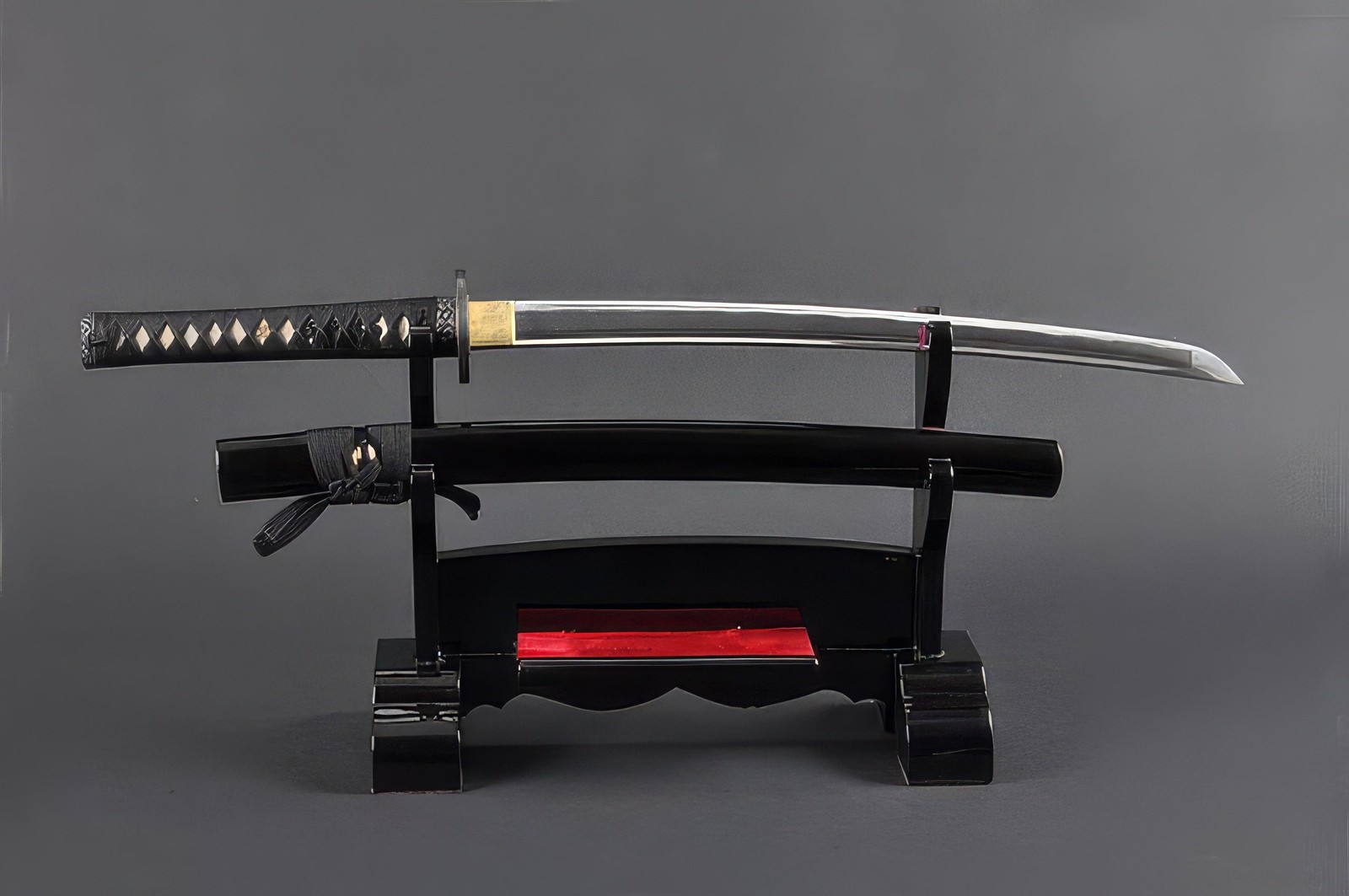 Geometric Wakizashi with Stand Unsharpened Iaito Training Sword Aluminum Alloy
