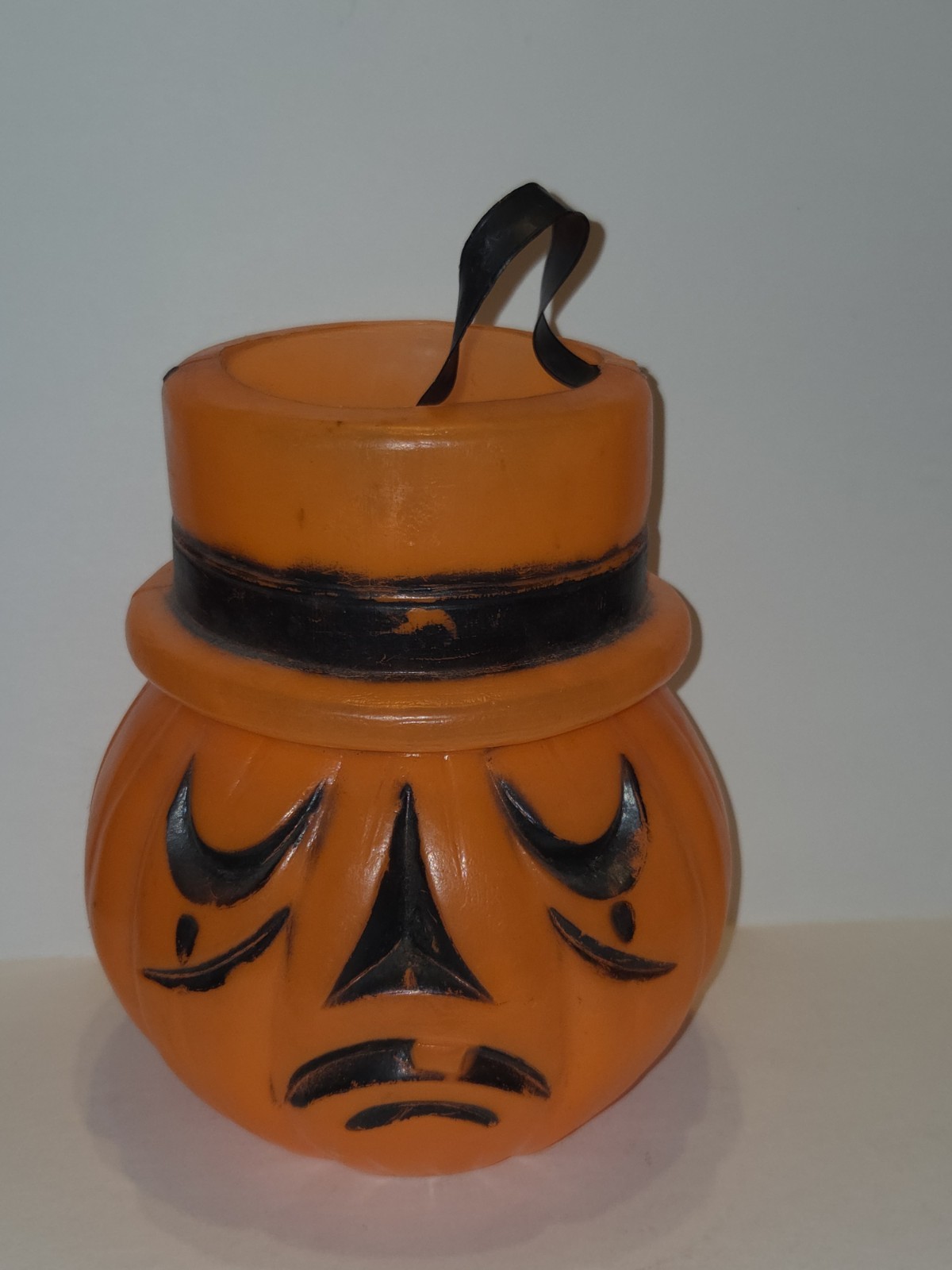 Vintage Double Sided Happy Sad Pumpkin Halloween Blow Mold Pumpkin Bucket