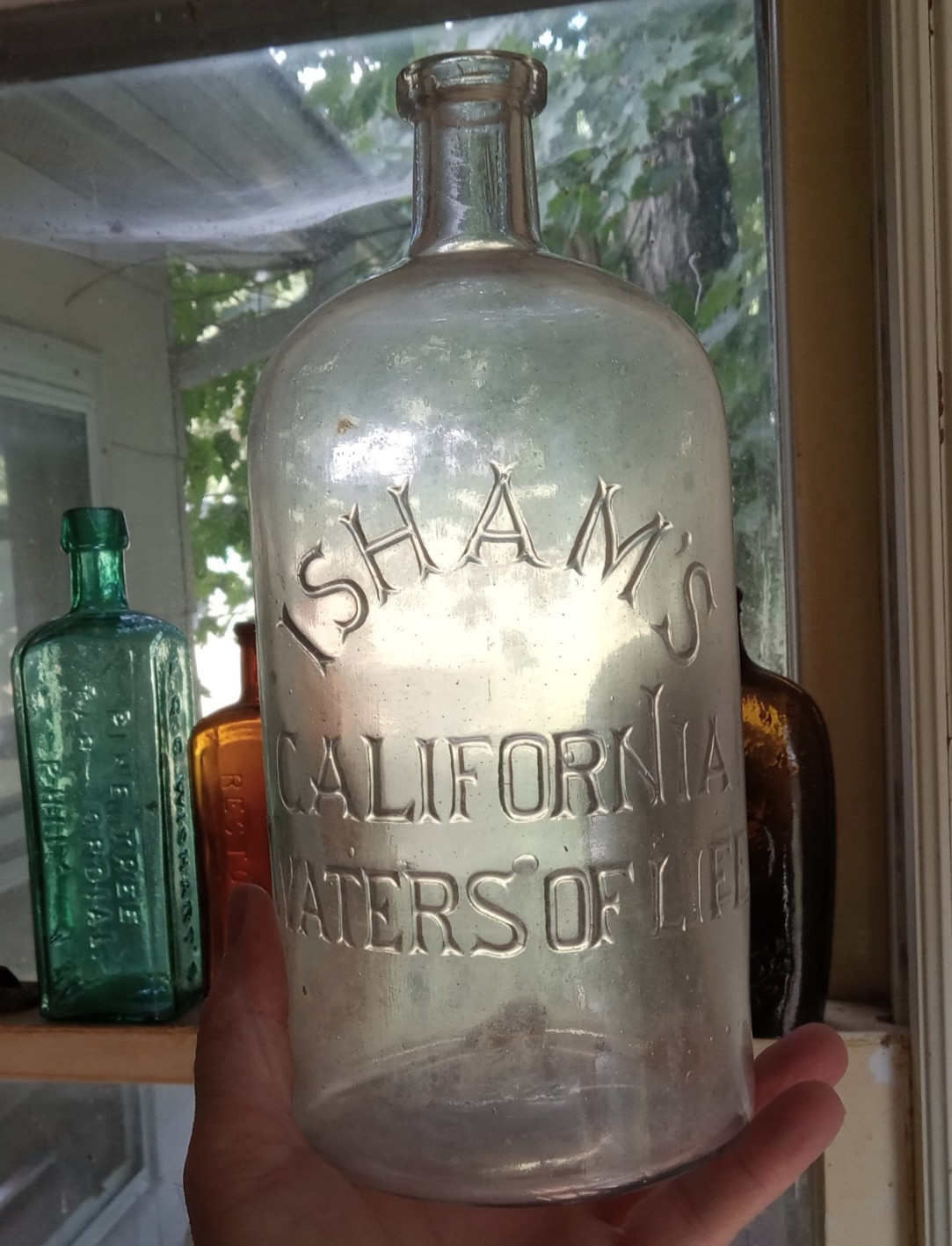 ISHAM'S CALIFORNIA WATERS OF LIFE 1890s SAN DIEGO HAND BLOWN CURE ALL BOTTLE