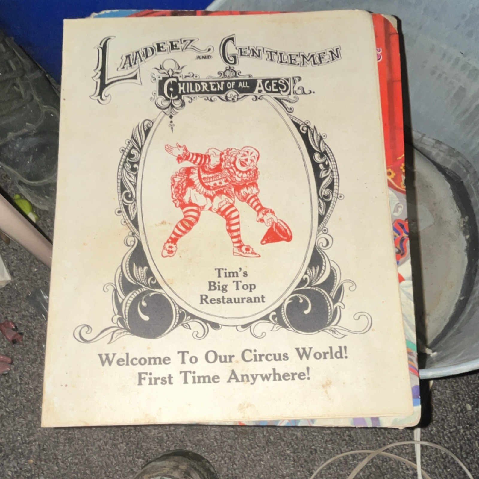 VERY RARE Tim’s Big Top Restaurant Vintage 1970 To 76 Menu,