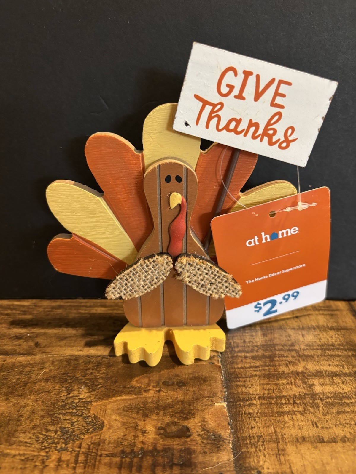 at home Wood Thanksgiving Turkey Figurine - NwT - SAVE BIG - L@@K
