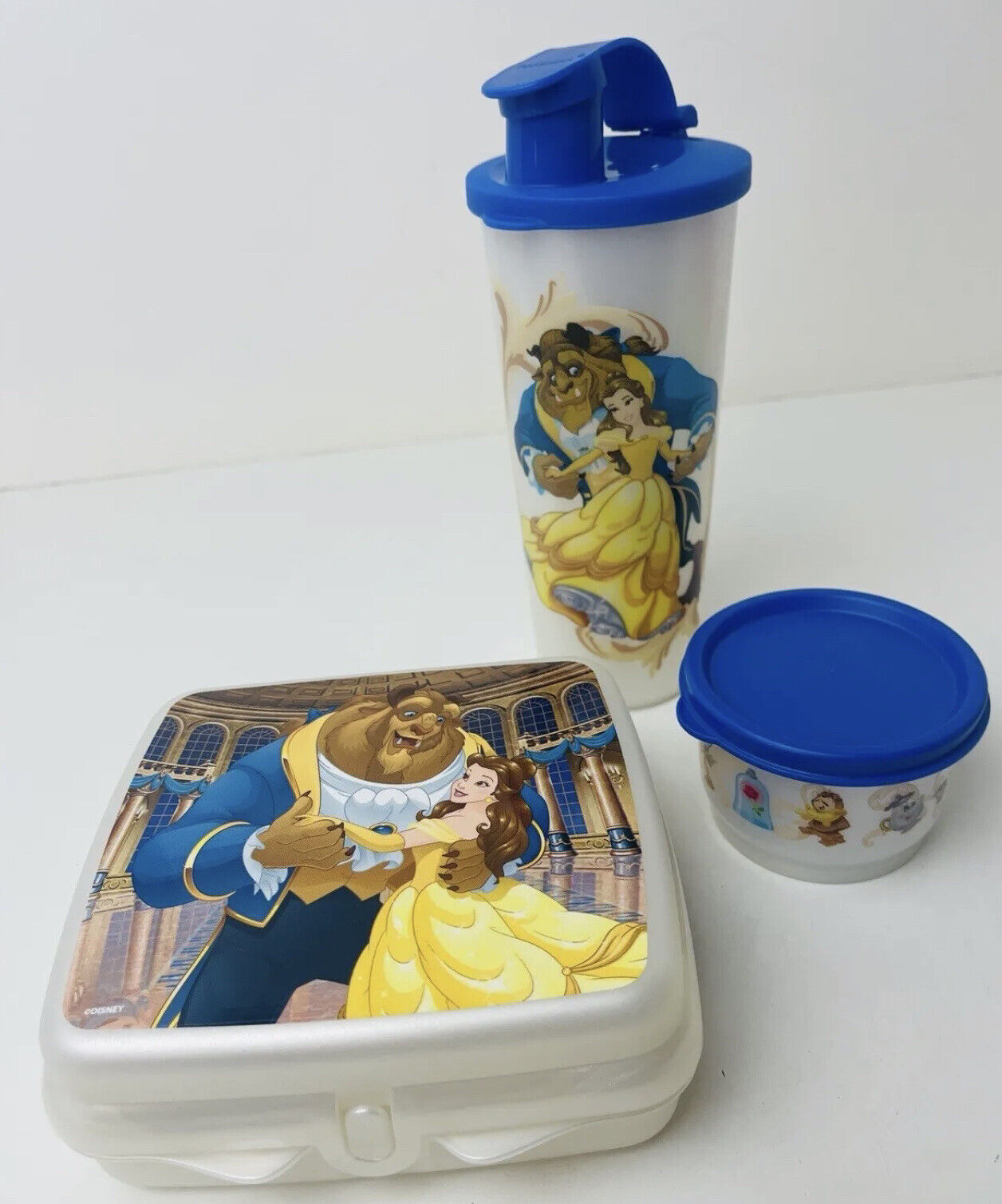 NEW Tupperware Disney Beauty & the Beast Belle Magical Lunch Snack 3 Pc Set