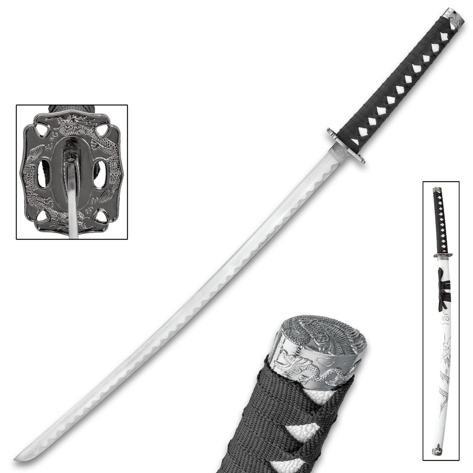 K Exclusive Cloud Dragon Katana - Stainless Steel Blade, Scabbard with Dragon