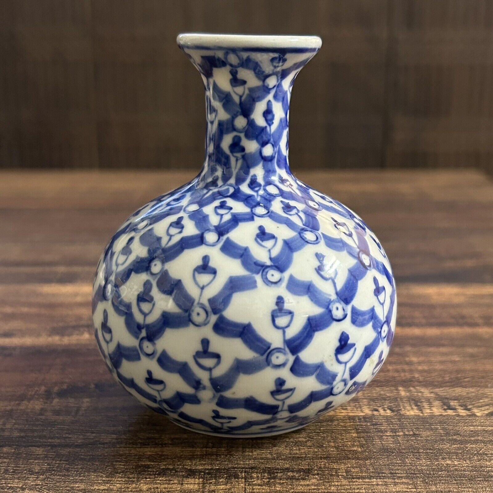Vintage Chinese Blue And White Porcelain Vase 4”