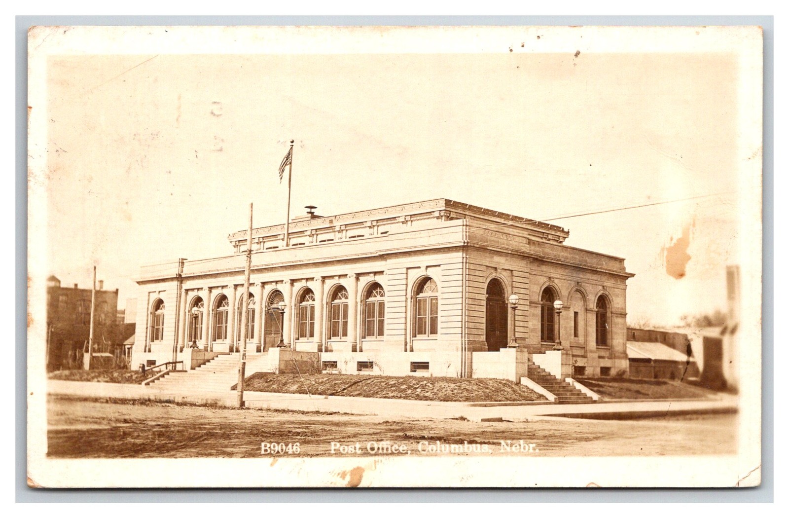 RPPC Columbus NE Early street view Government Post Office Nebraska