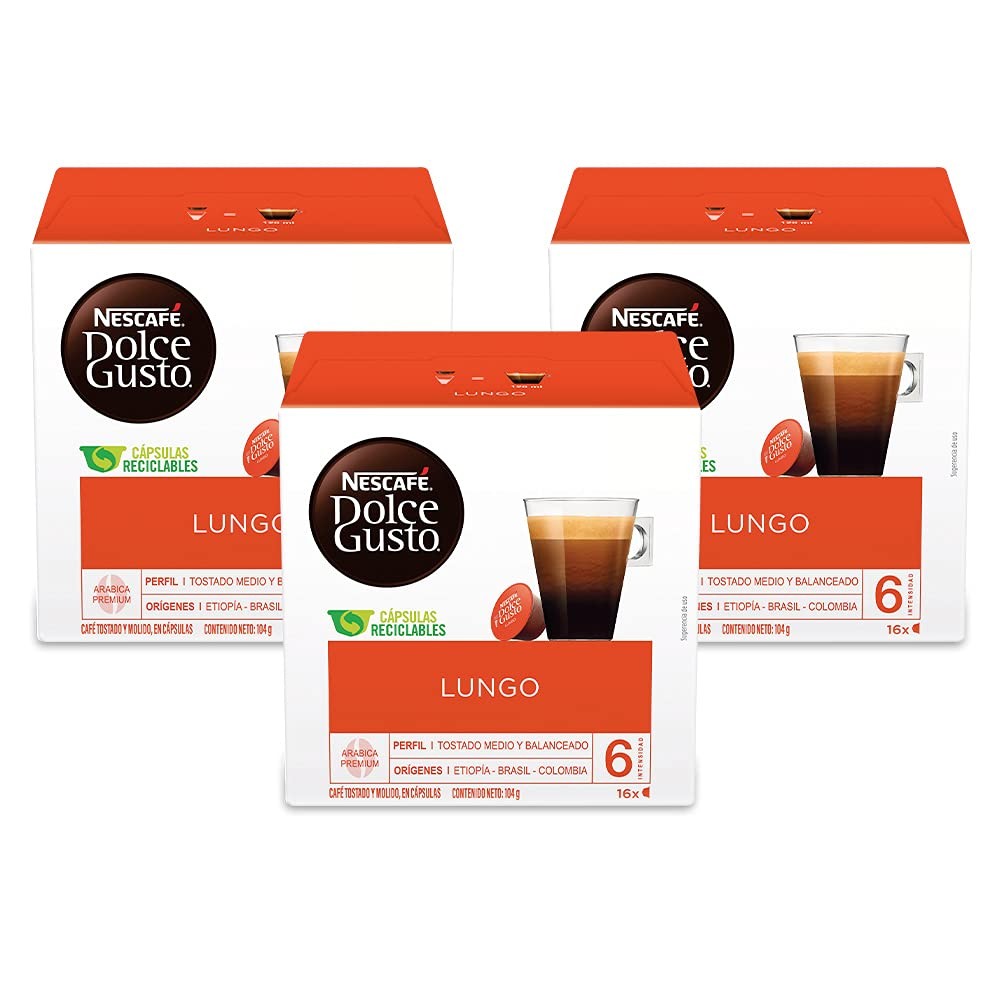 NESCAFÉ Dolce Gusto Coffee Capsules Café 16 Count (Pack of 3), Caffè Lungo NESCAFÉ Dolce Gusto Coffee Capsules Café 16 Count (Pack of 3), Caffè Lungo