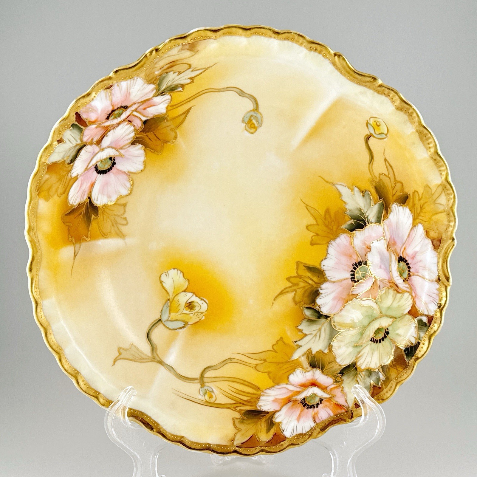 Nippon Morimura Porcelain Serving Bowl Hand Painted Art Nouveau Poppies Moriage Nippon Morimura Porcelain Serving Bowl Hand Painted Art Nouveau Poppies Moriage