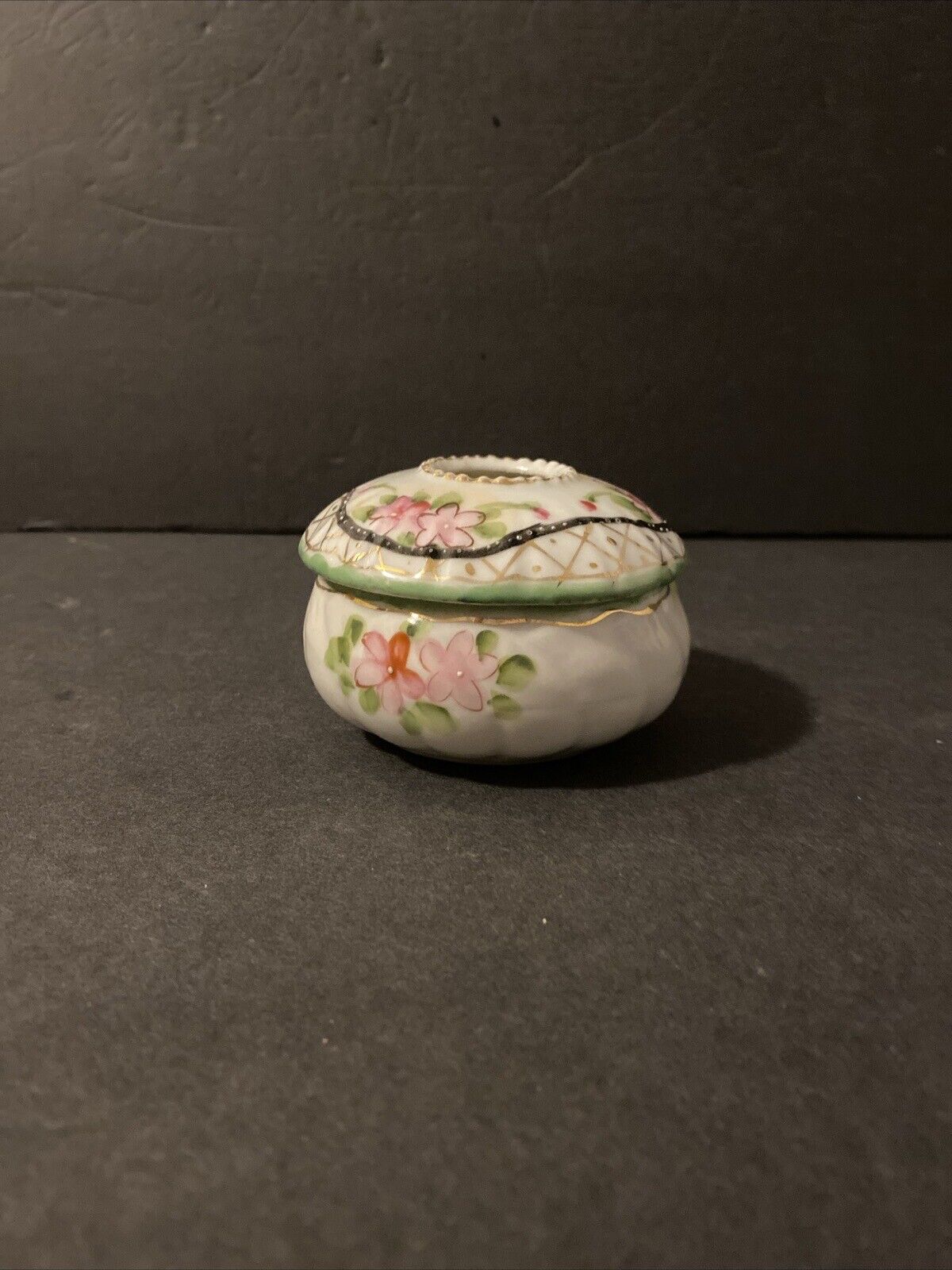 Victorian/ Floral Hand Painted/ Porcelain/ Hair Receiver