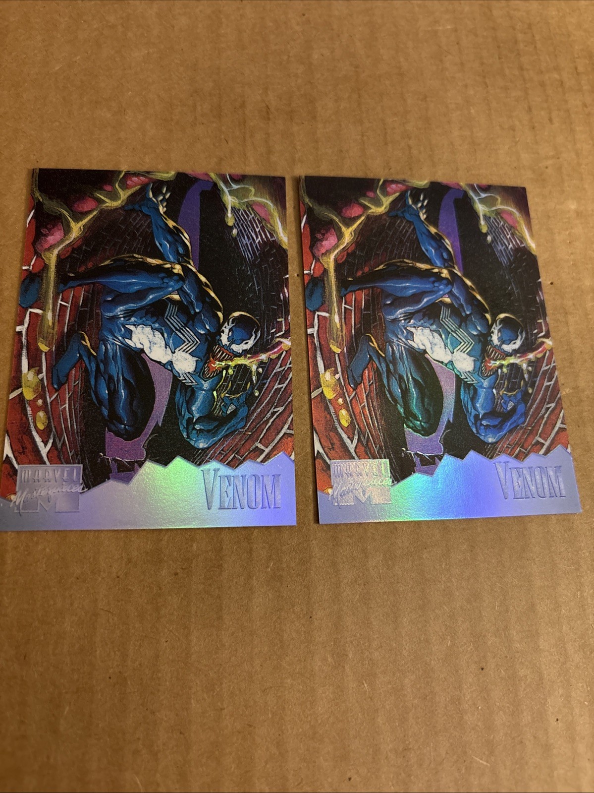 (2) 1995 Marvel Masterpieces HOLO FLASH Venom #8 Superhero Limited Ed RARE (f5)