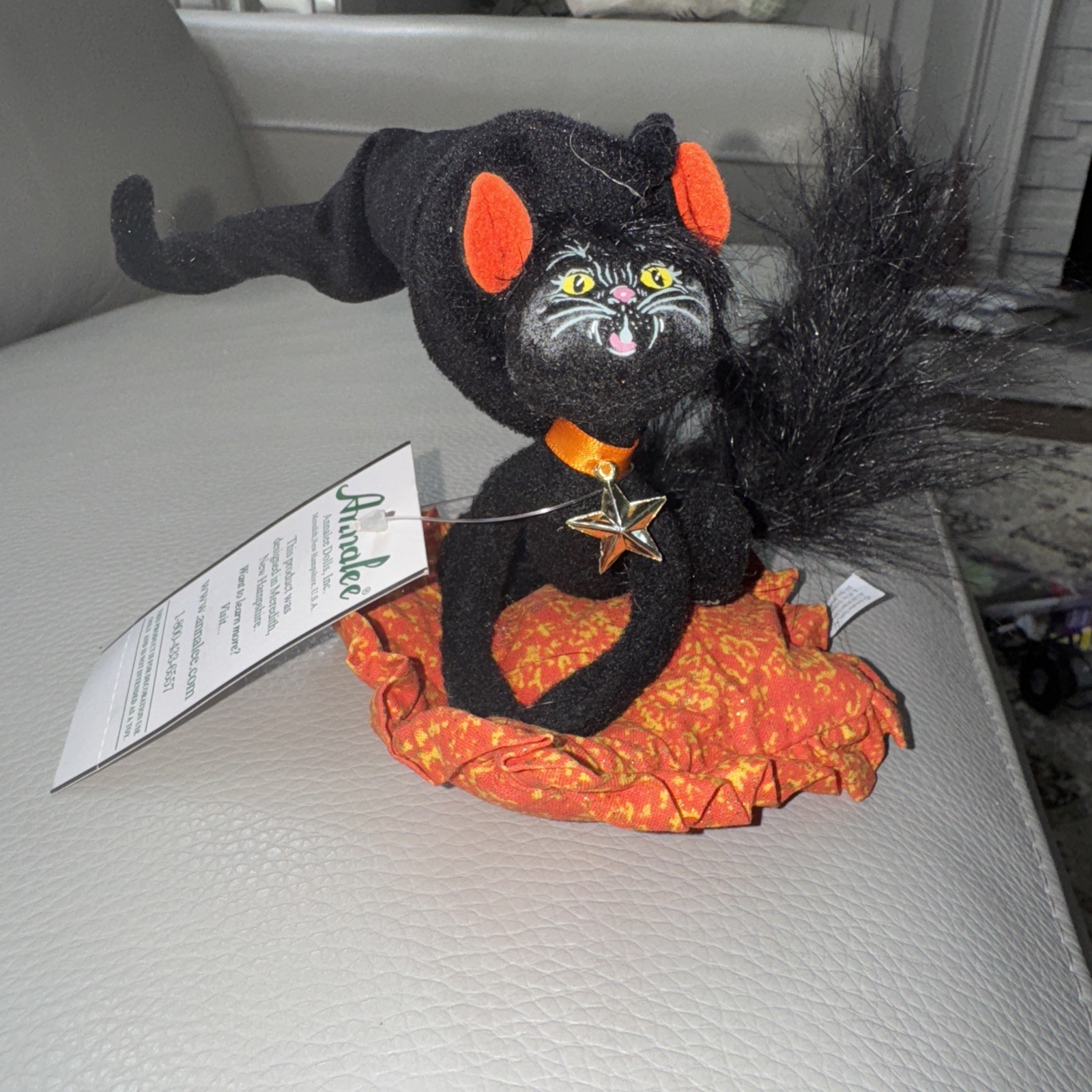 Annalee Moonlight Witch Cat on Pillow 4” Halloween Doll Plush Figurine 2009