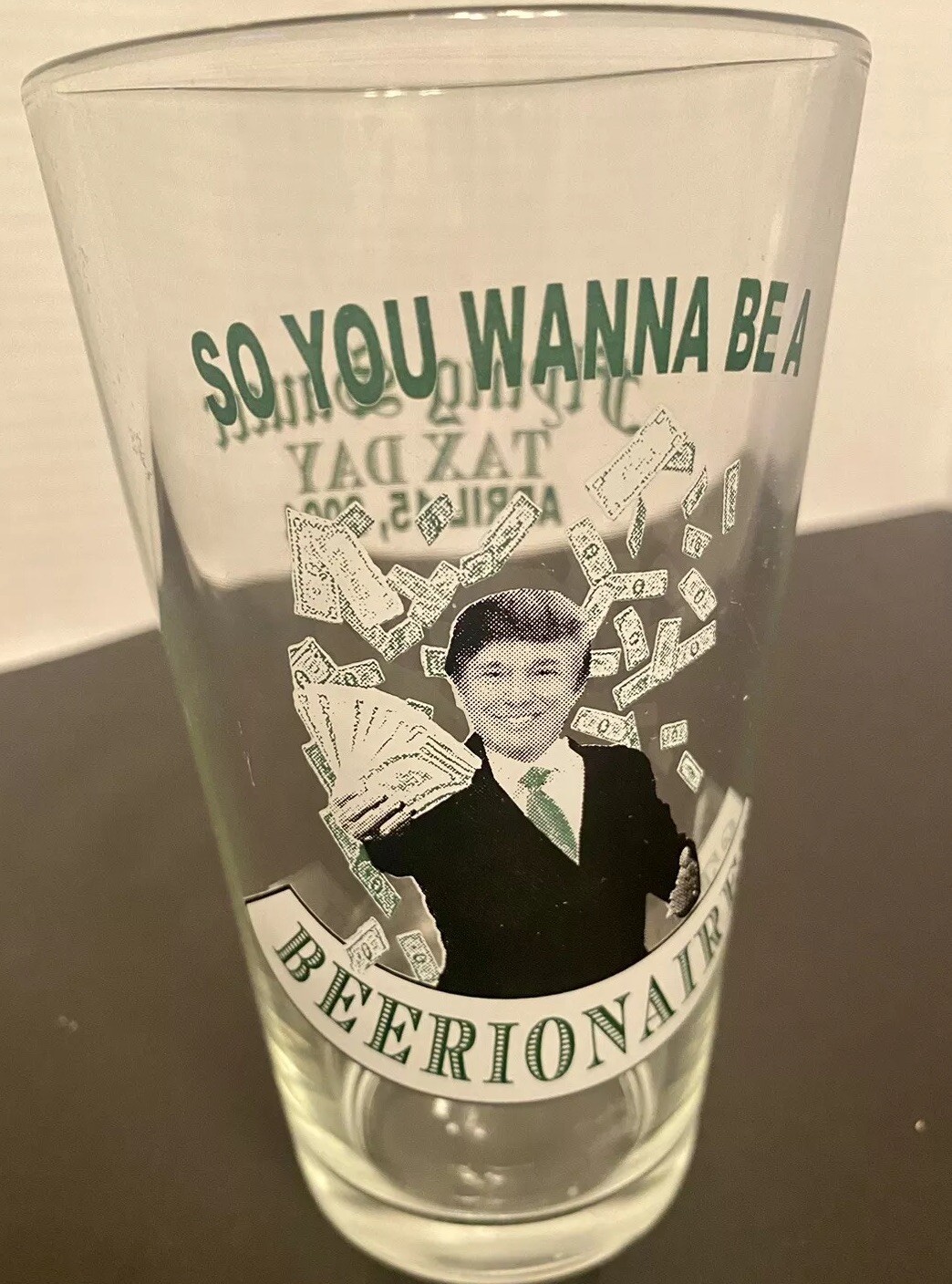 Flying Saucer 2004 Tax Day Beer Pint Glass Donald Trump Beerionaire RARE