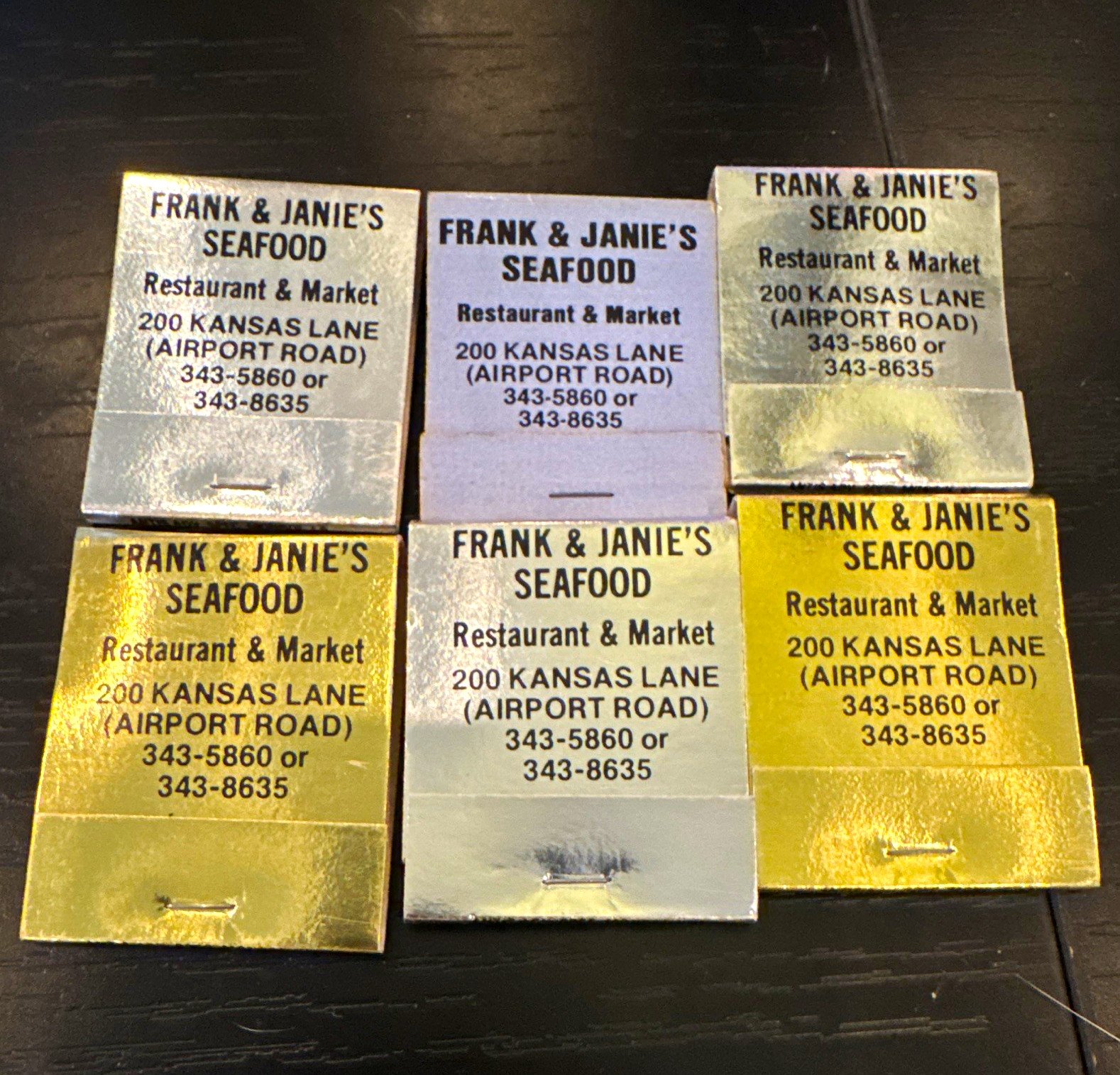 Vintage Lot of 6 Frank & Janie’s Seafood Restaurant & Market Matchbooks