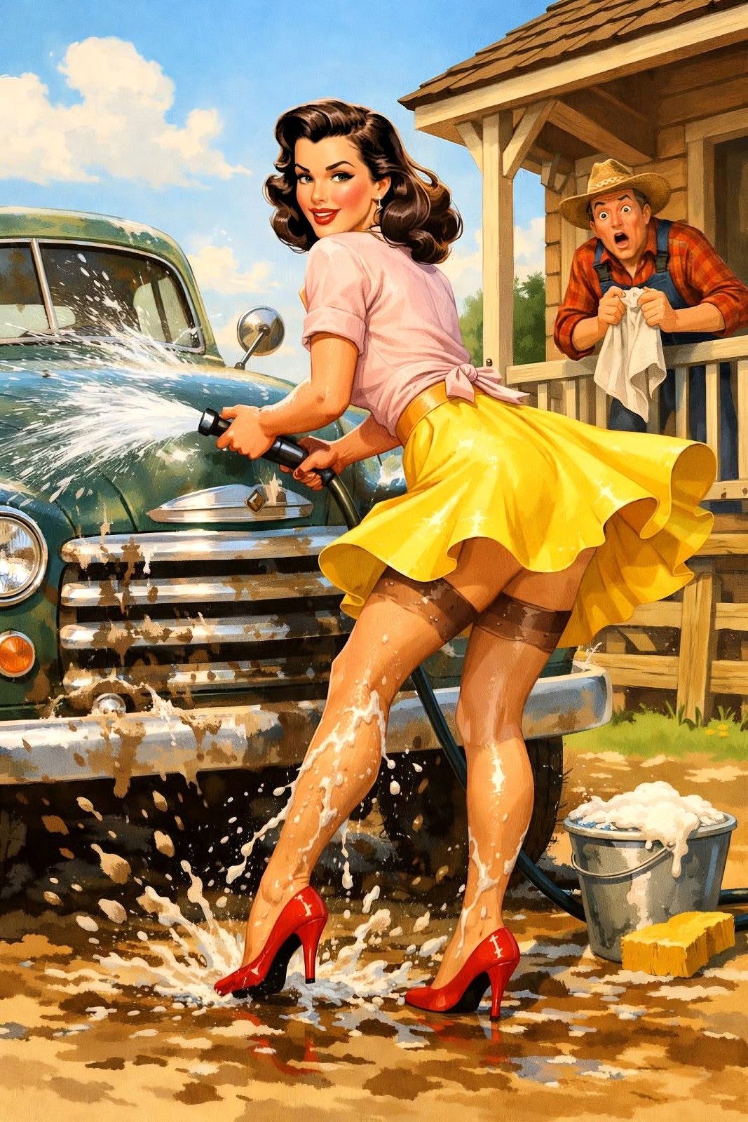 2 (Two) x Retro Girl High Quality Fine Artwork Print 4x6