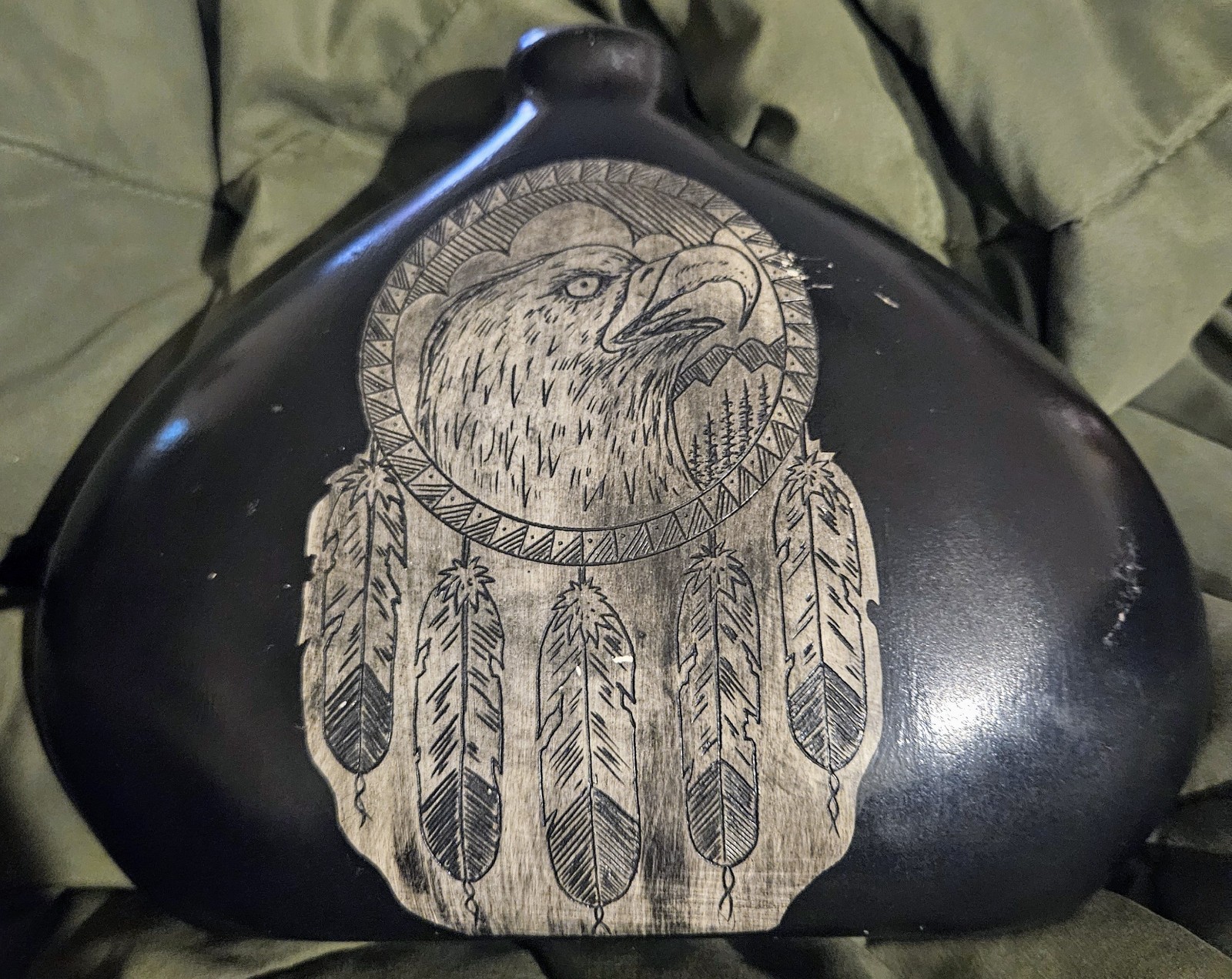 Vic Begay Large Etched Eagle Vase