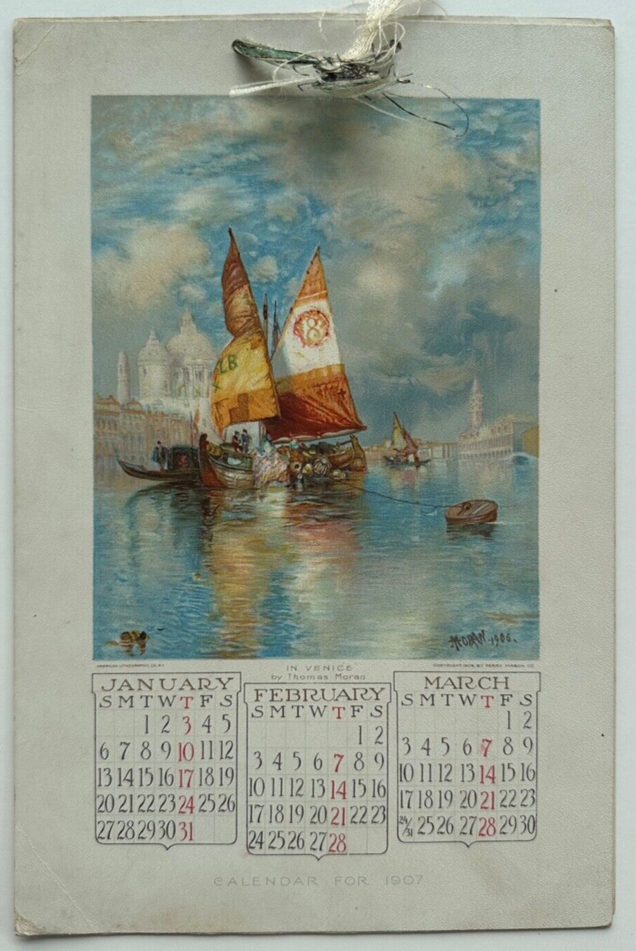 Antique 1907 Thomas Moran Calendar Prints In Venice