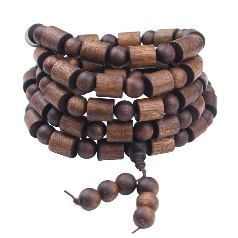 9-10mm Grade A Natural Wood Bracelet Rosary Men Woman Round Bucket Prayer Beads