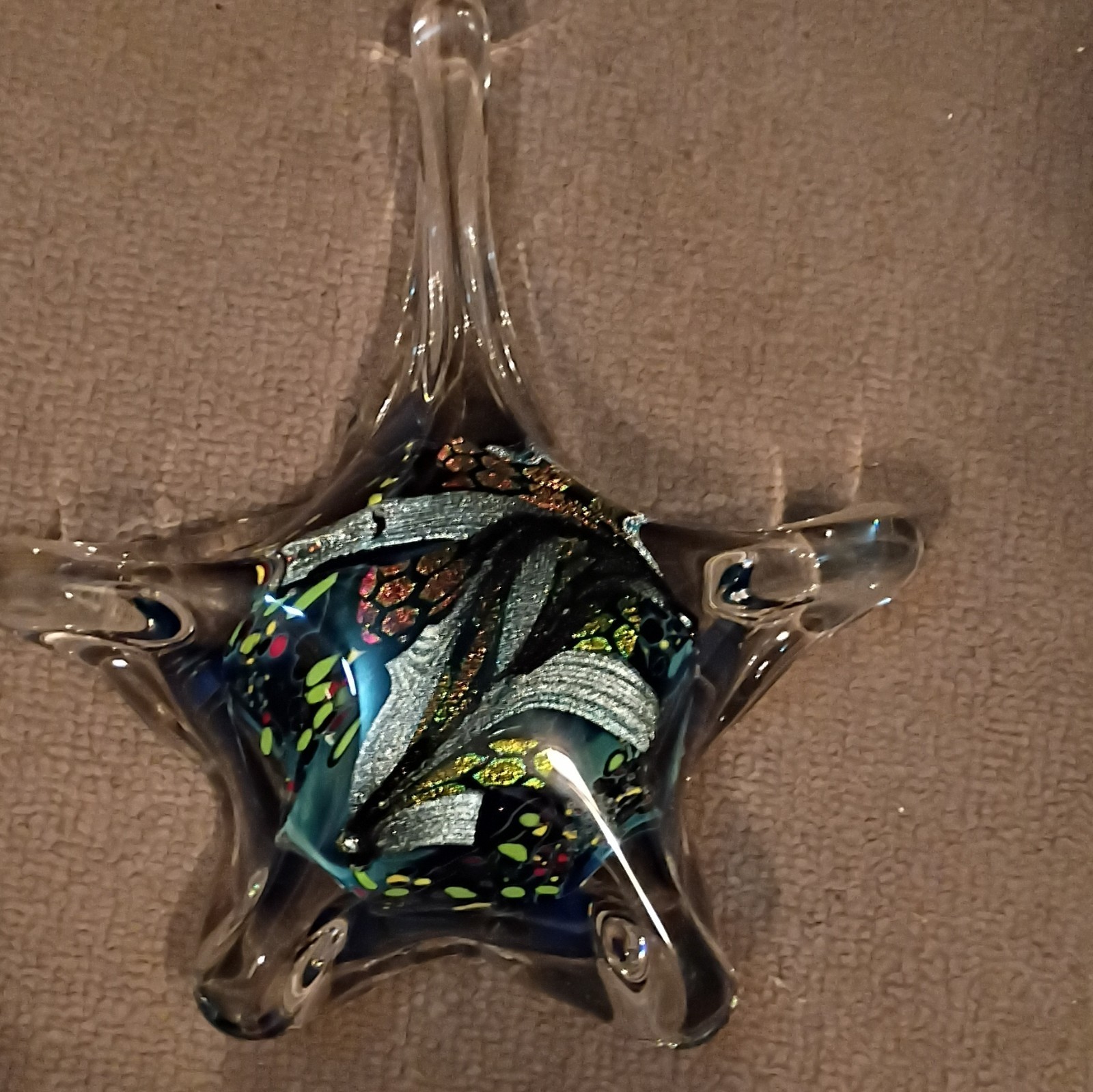 Art Glass Rollin Karg STARFISH Dichromatic Sculpture Blue, Green, Purple, 11\