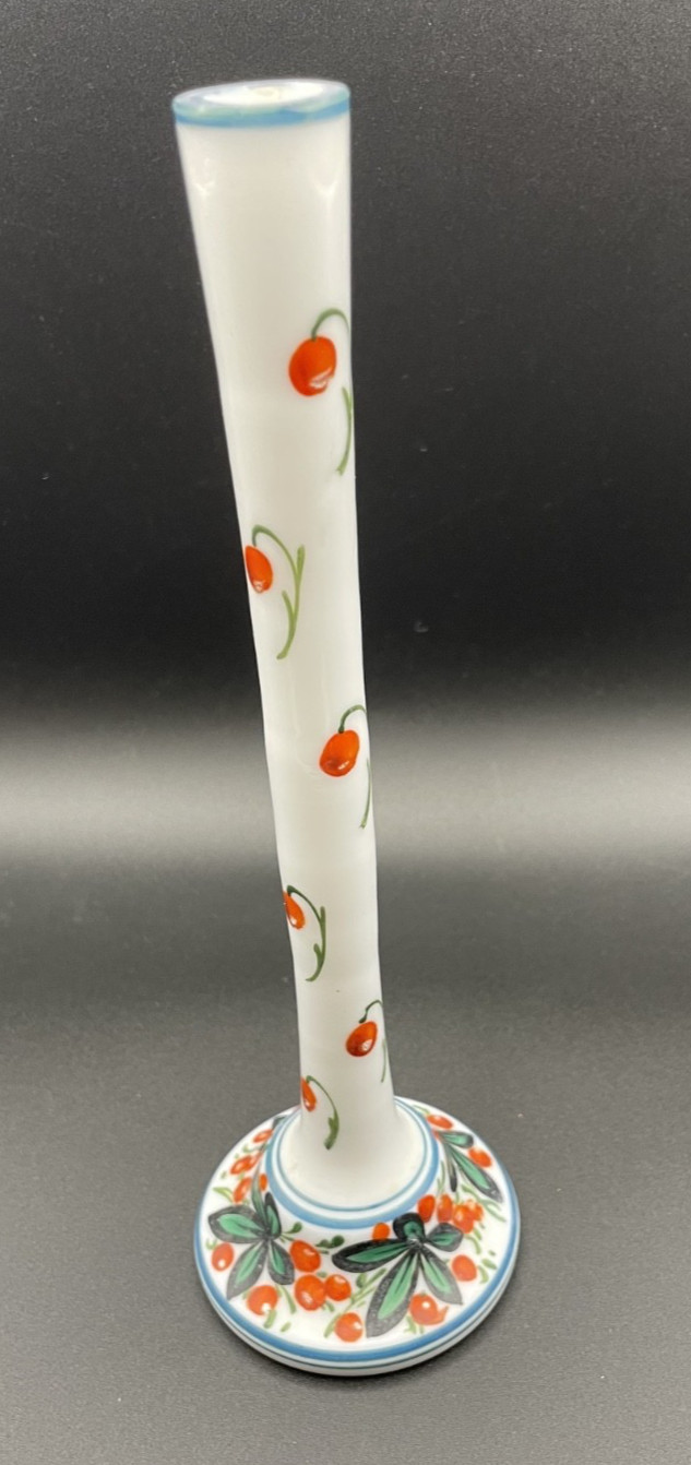 Vintage Czecho-Slovakia 10” Bud Vase w Poppies - EUC