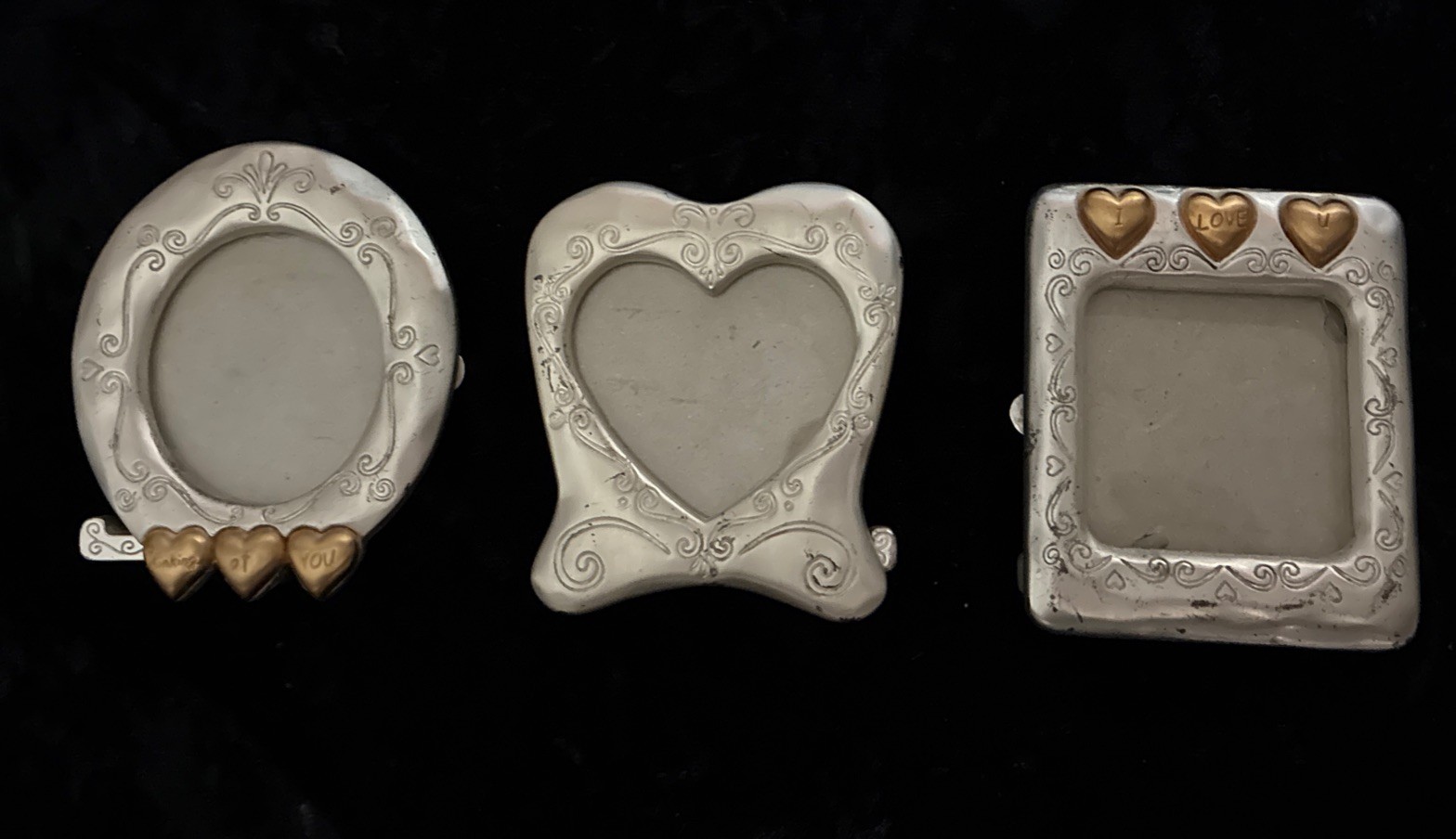 Brighton Vintage Mini Picture Frames Set Of 3 “Thinking Of You” “I Love U” Cute