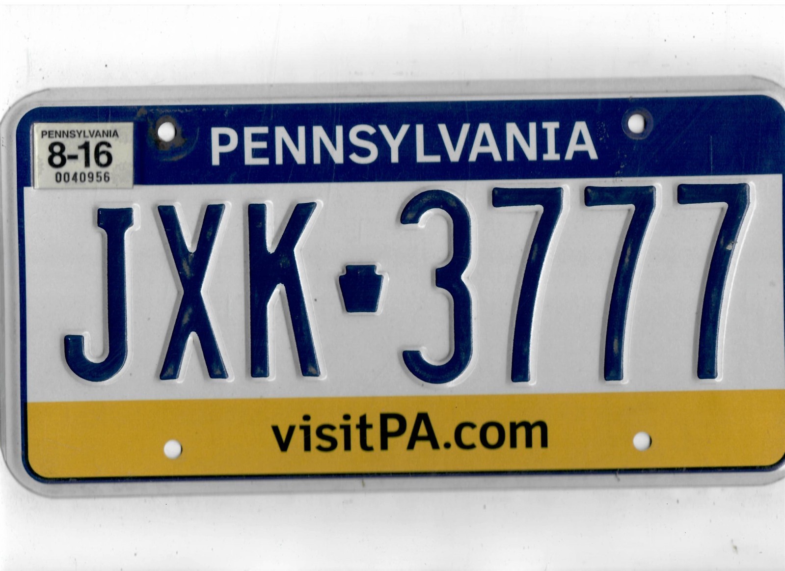 PENNSYLVANIA passenger 2016 license plate \
