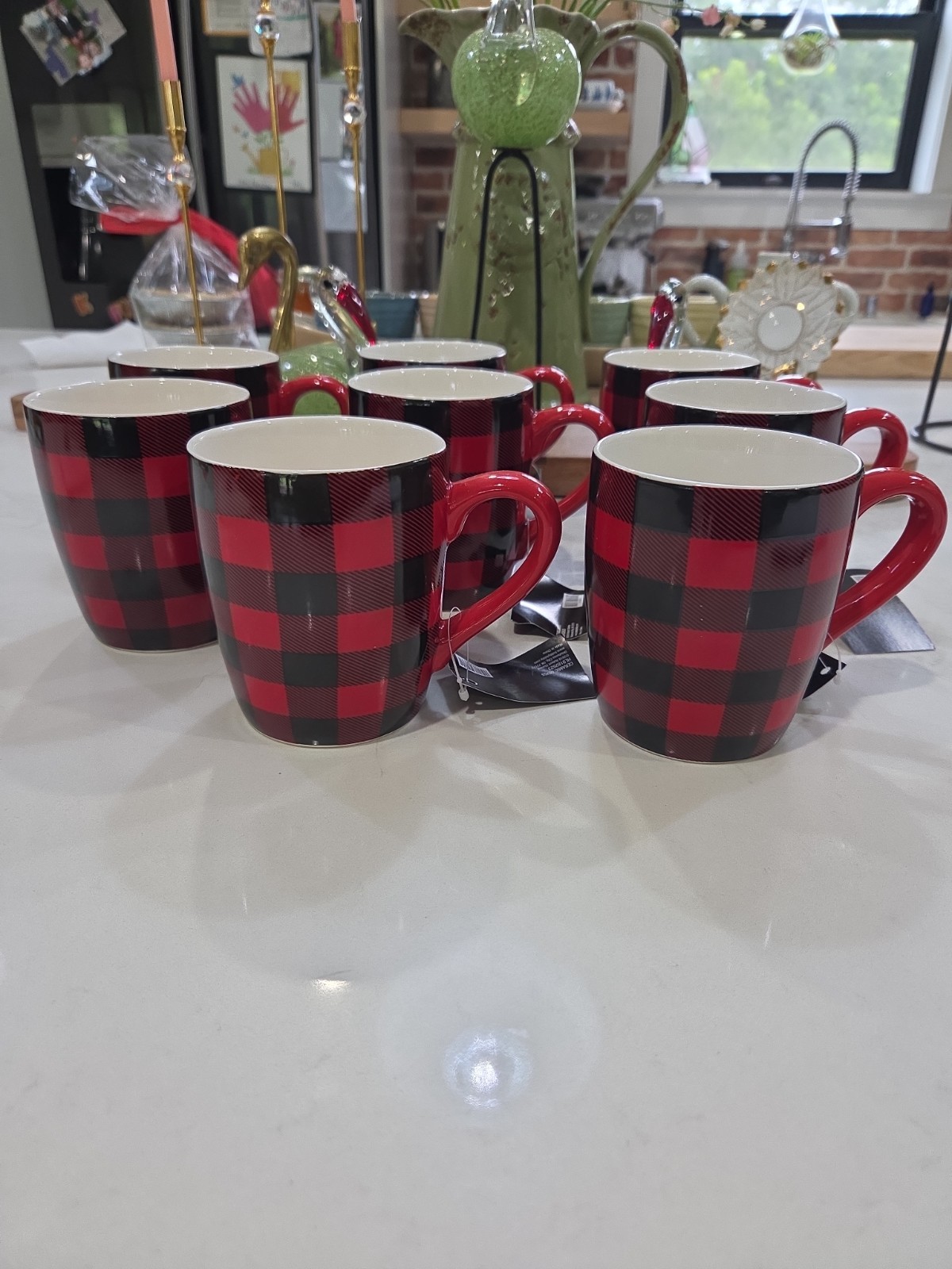 Robert Stanley Red & Black Buffalo Plaid Ceramic Coffee Mugs Home Collection Robert Stanley Red & Black Buffalo Plaid Ceramic Coffee Mugs Home Collection