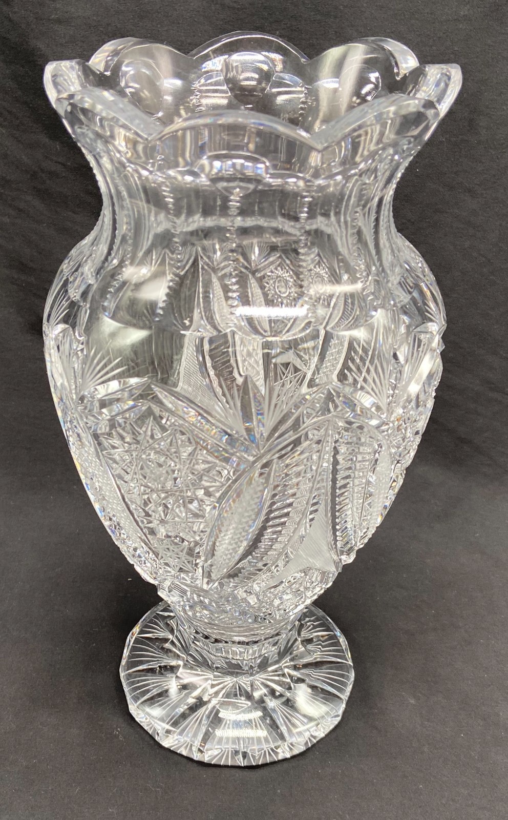 Vintage Large Heavy Crystal Vase (Duncan & Miller?) - 11\