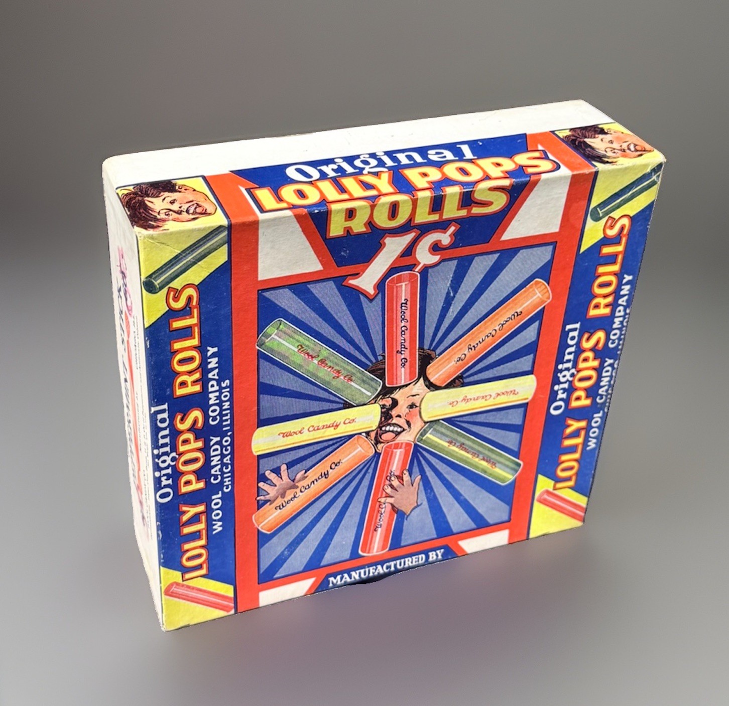 RICK ONLY- Vintage 30's LOLLY POPS ROLLS 1¢ Peppermint Sticks Candy Box