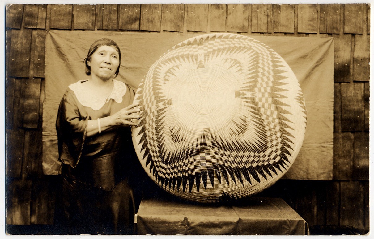 RPPC: Lucy Parker Telles, Master Native American Basket Weaver, 1930, Real Photo