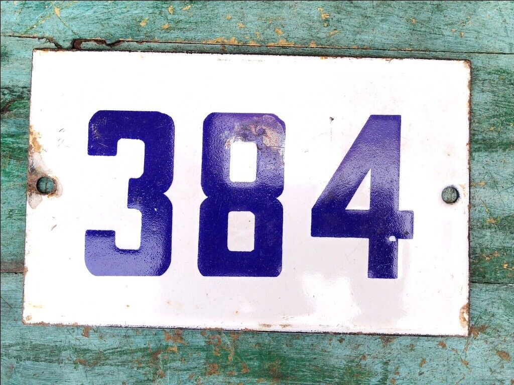 Collectible Number 384 House Door Number Plate Enamel Tin Sign Board 