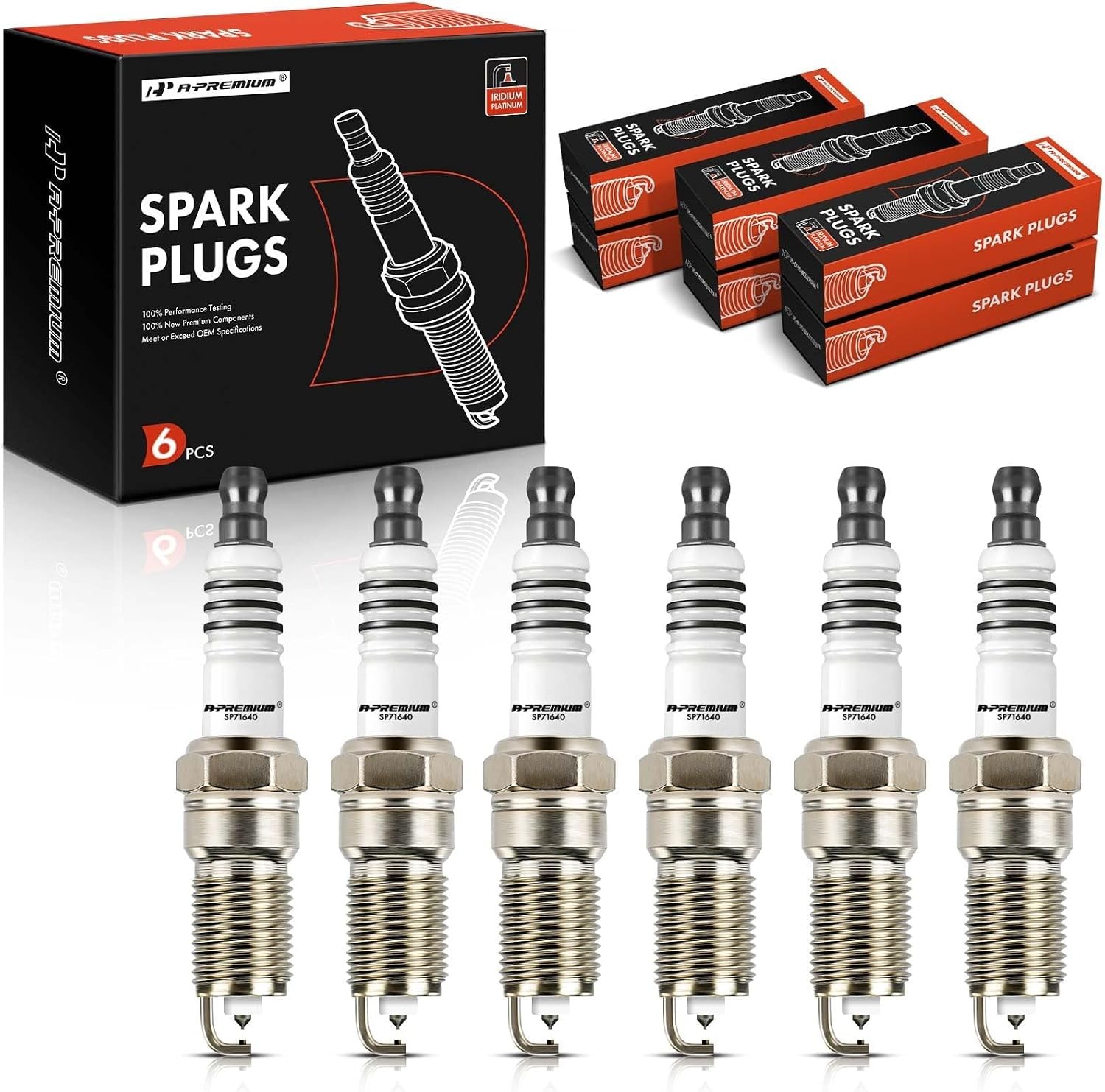 A-Premium 6PCS Iridium Platinum Spark Plugs Compatible with Buick,... 