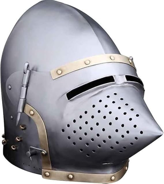 Churburg Style Bascinet Helmet Medieval Reenactment Silver Replica Churburg Style Bascinet Helmet Medieval Reenactment Silver Replica