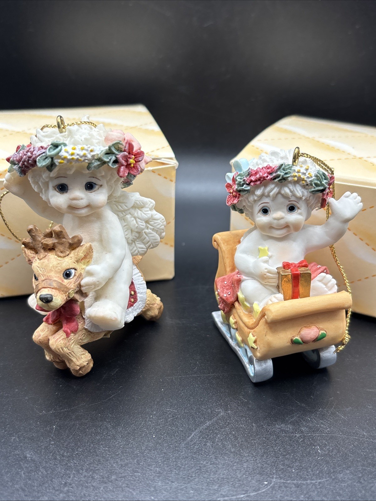Vintage 1998 And 1999 Dreamsicles Cherub Christmas Ornaments Set Of Two Vintage 1998 And 1999 Dreamsicles Cherub Christmas Ornaments Set Of Two