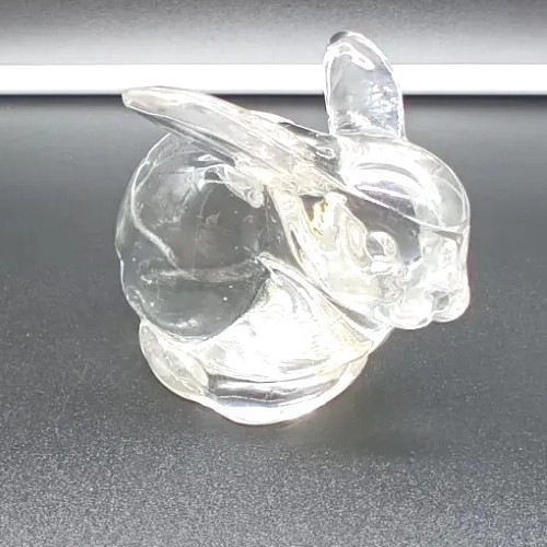 Vintage Biedermann Clear Glass Rabbit Bunny Small Taper Candle Holder Taiwan 2\