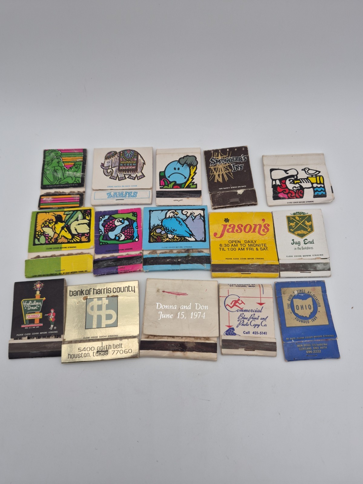 Lot 15 Vintage Matchbooks 1960s 1970s Smugglers Inn Holiday Inn, Jason's, Pisces Lot 15 Vintage Matchbooks 1960s 1970s Smugglers Inn Holiday Inn, Jason's, Pisces