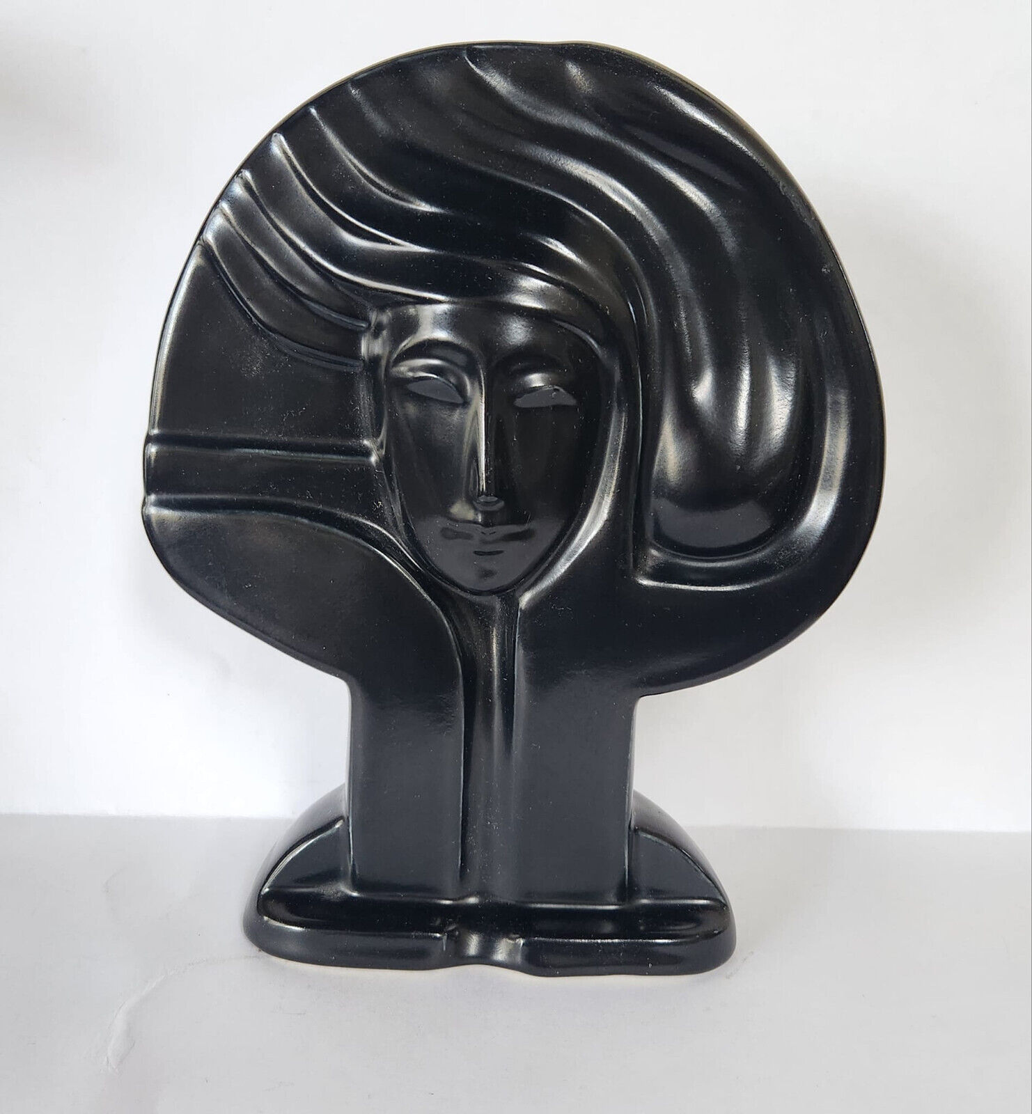 Mid-century, Harris Pottery, Black Ceramic Female Bust