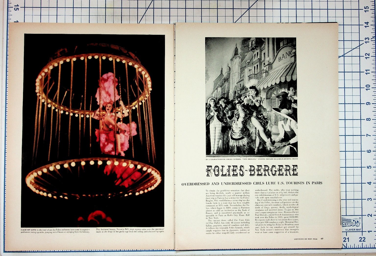 Folies Bergere Paris Magazine Article Vintage 1930s Showgirls Stage Sets