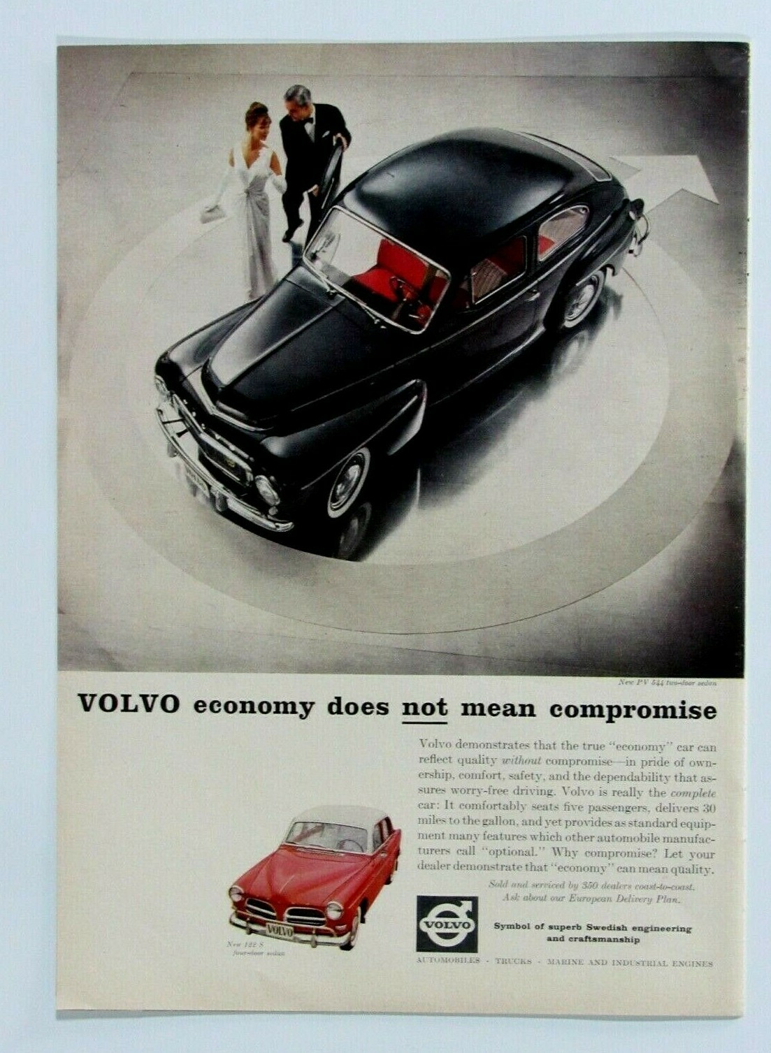 1959 Volvo PV 544 Volvo 122 S 4 Door Vintage Original Print Ad 8.5 x 11\