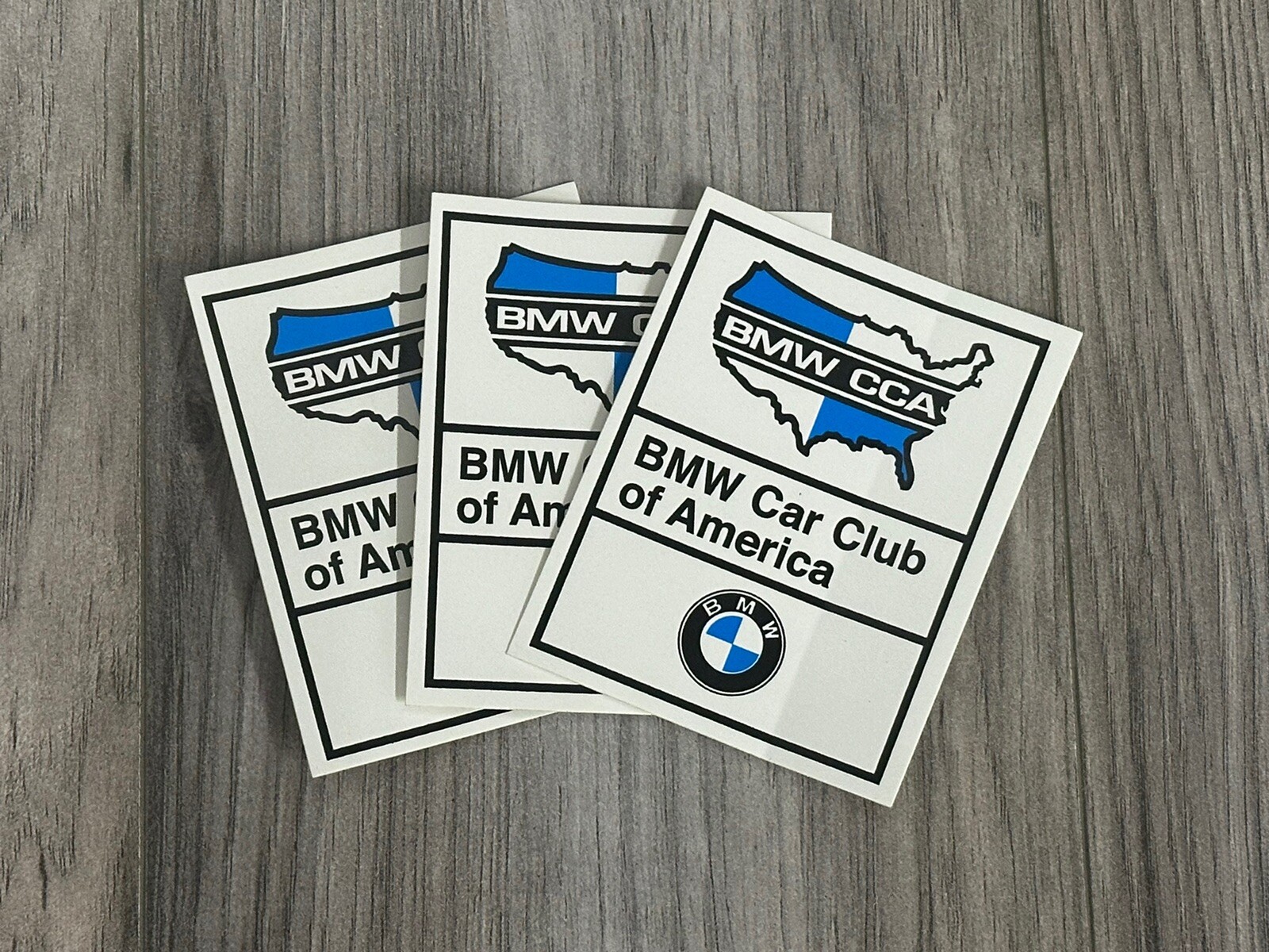 BMW CCA Car Club America Outside Window Cling Decal Sticker 3-Pack NEW