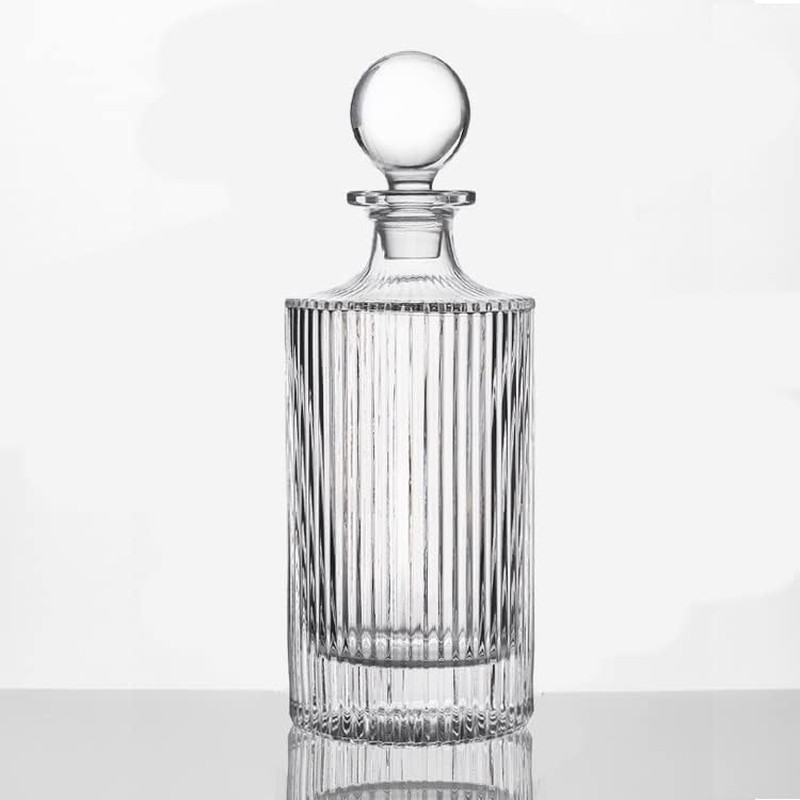 Whiskey Decanter with Glass Stopper 27 Oz round Ribbed Decanter Whiskey Decanter with Glass Stopper 27 Oz round Ribbed Decanter