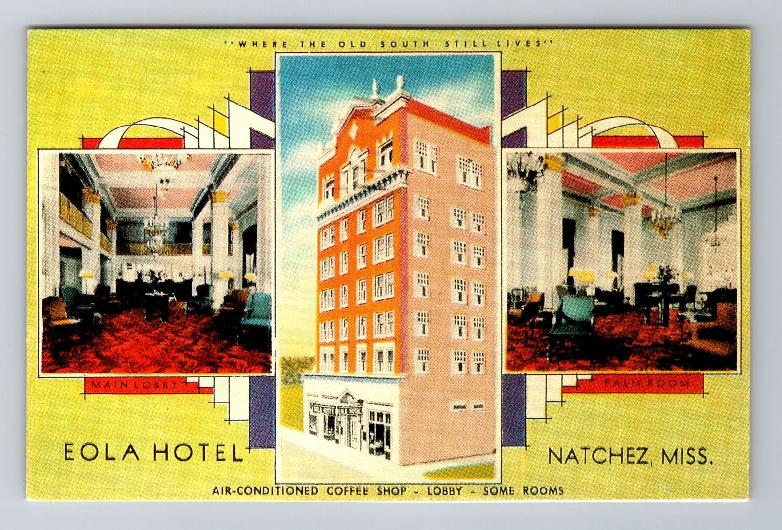 Natchez MS-Mississippi, Eola Hotel, Advertising, Antique, Vintage Postcard