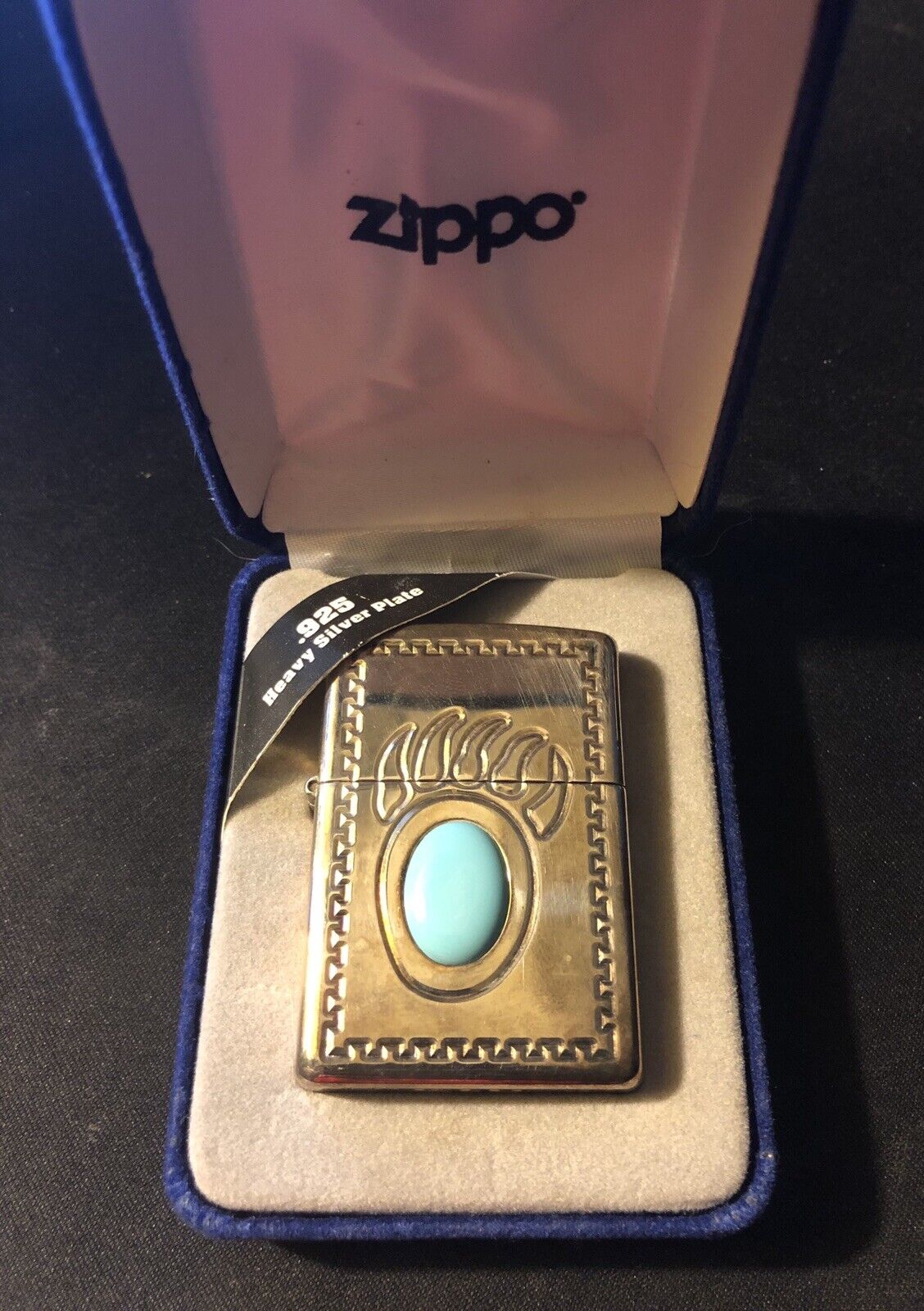 Zippo Lighter Bear Claw .925 Silver Plate 2003 Design