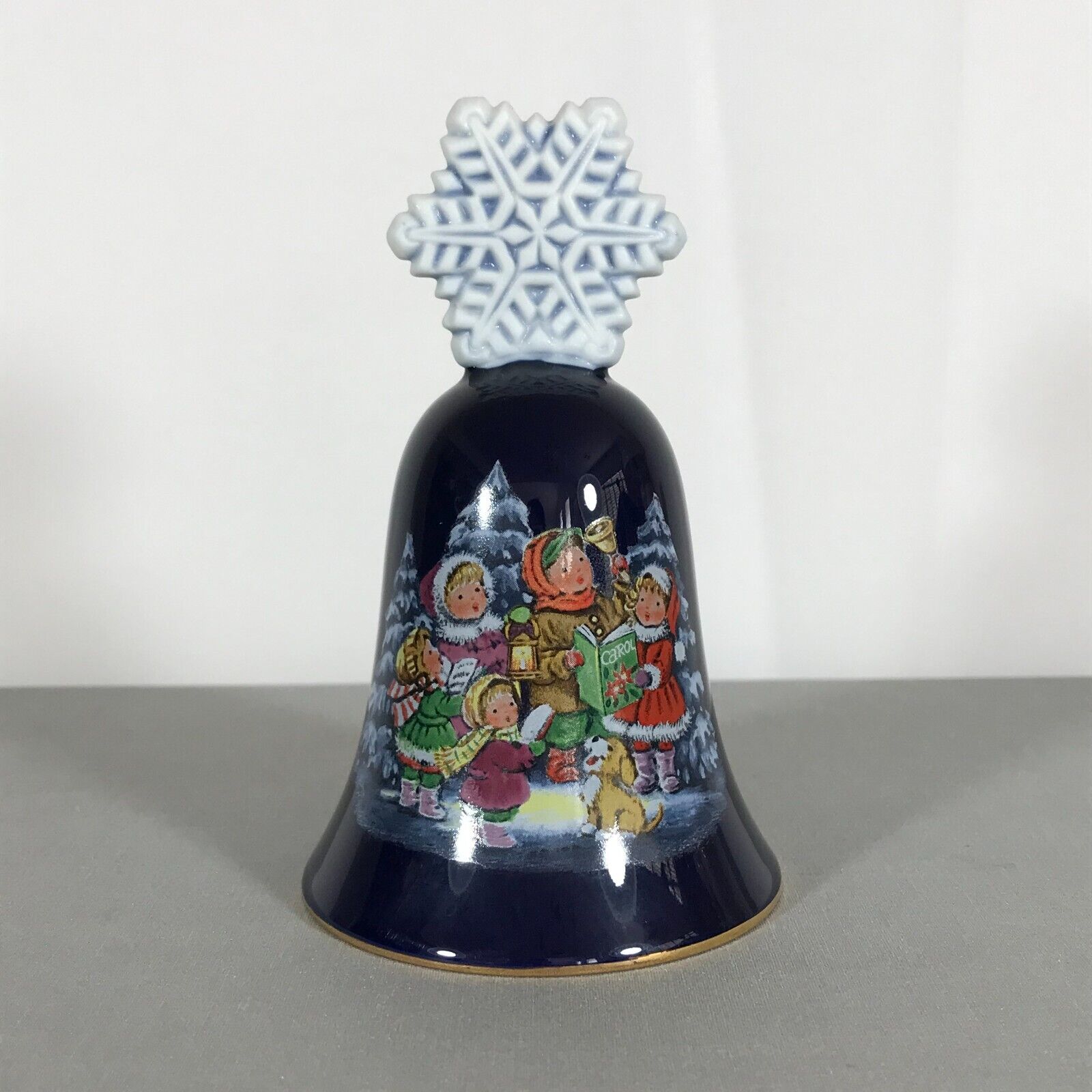 Vintage 1987 Avon Source of Fine Collectibles Blue Christmas Porcelain Bell