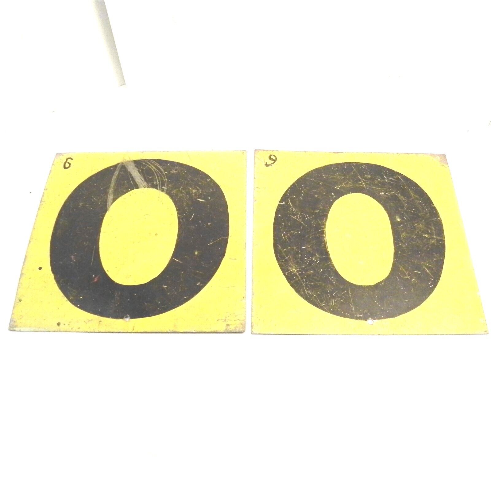 VINTAGE 1930's 40's GAS SERVICE STATION METAL SIGN NUMBERS DOUBLE SIDED 9 0 USED