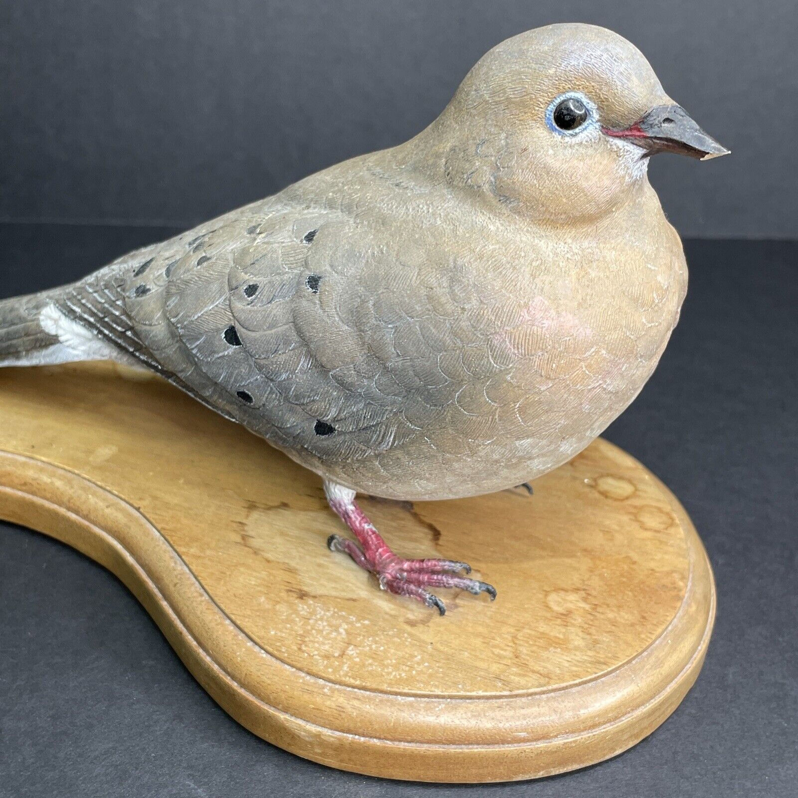 1984 Hand-Carved Hand-Painted Mourning Dove Solid Wood Bird Decoy Peter Willis