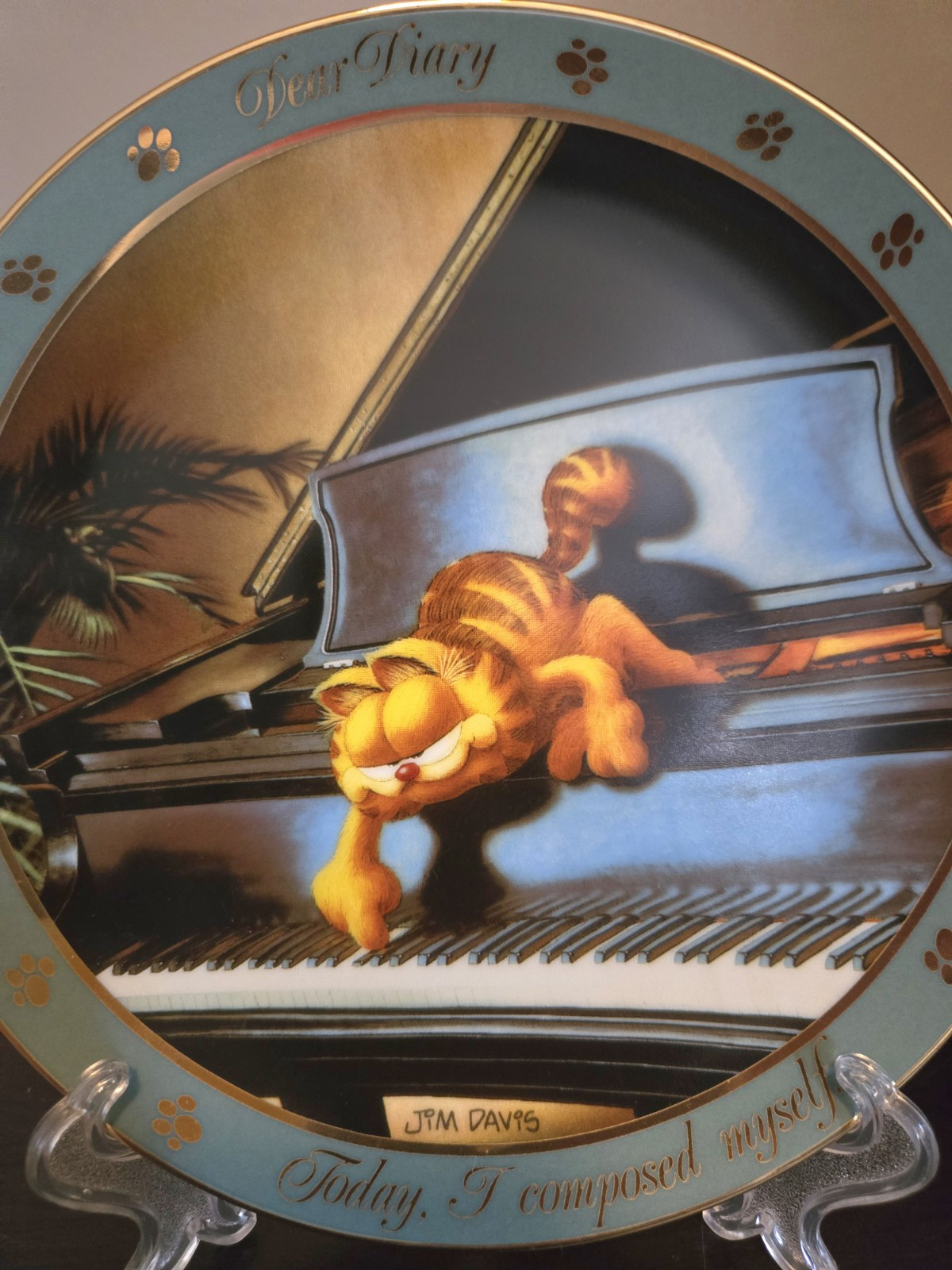 Danbury Mint 1990 - GARFIELD  Dear Diary -  I COMPOSED MYSELF - Collector Plate