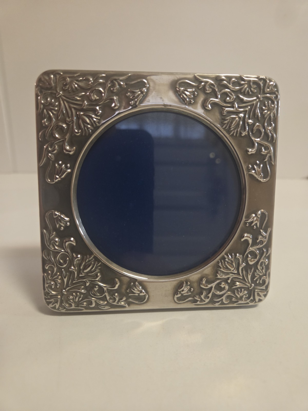 Vintage Embossed Silver Tone Metal Picture frame measures 4x4, works for 3x3 Pic