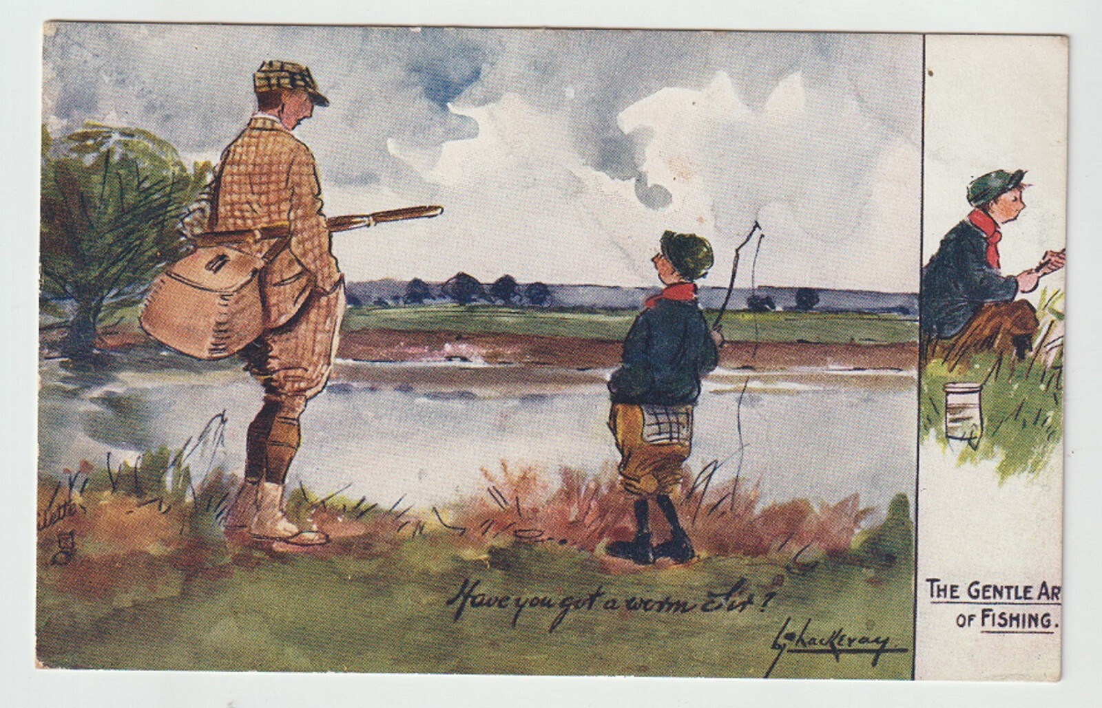 Tuck's Postcard The Gentle Art of Fishing Artist Signed Lance Thackeray Unused