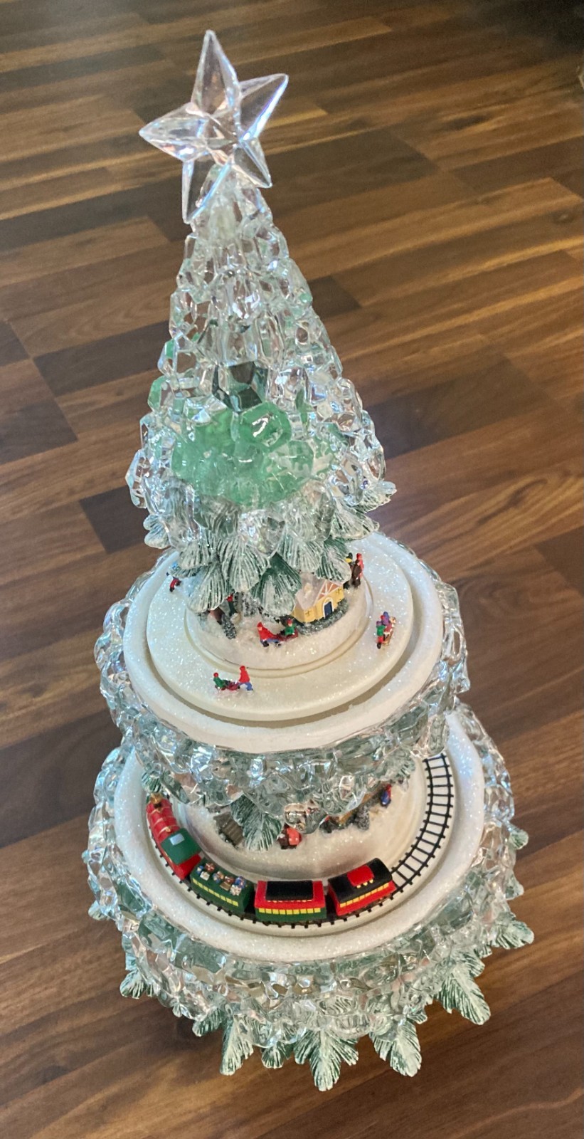 Roman Amusements Lighted 2 Tier Christmas Tree With Rotating Scenes and Music