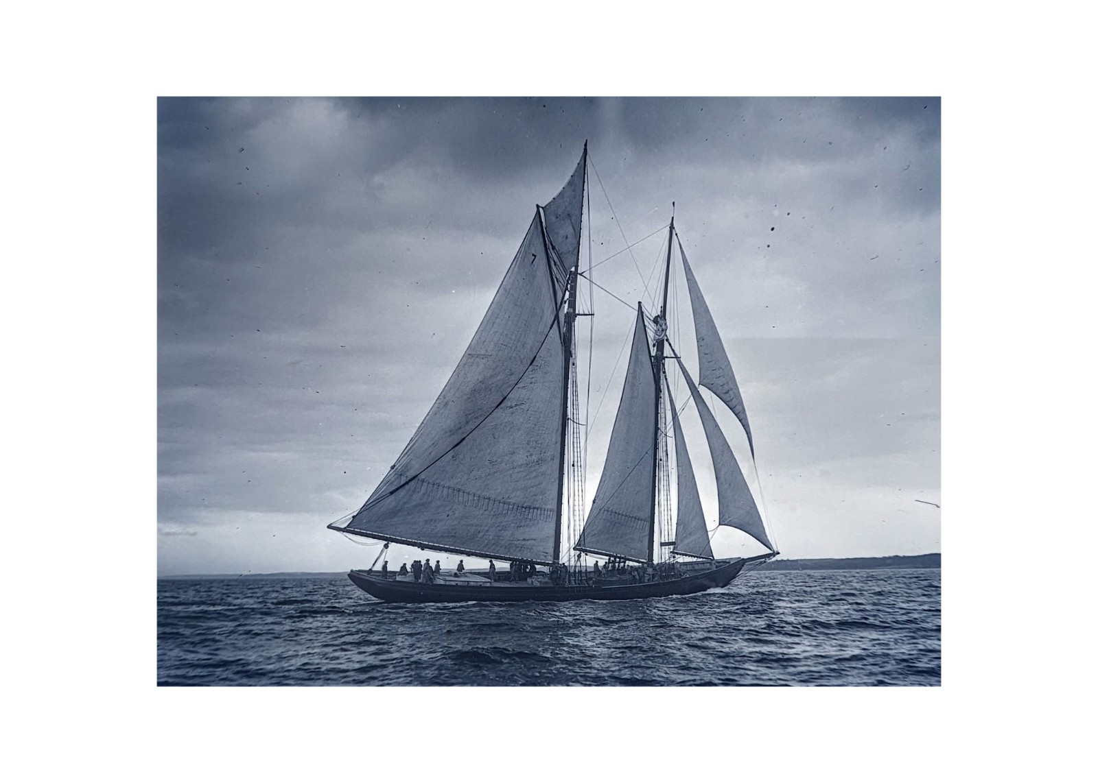 1922 Gloucester Fishing Schooner Henry Ford Under Full Sail Glass Negative OOAK